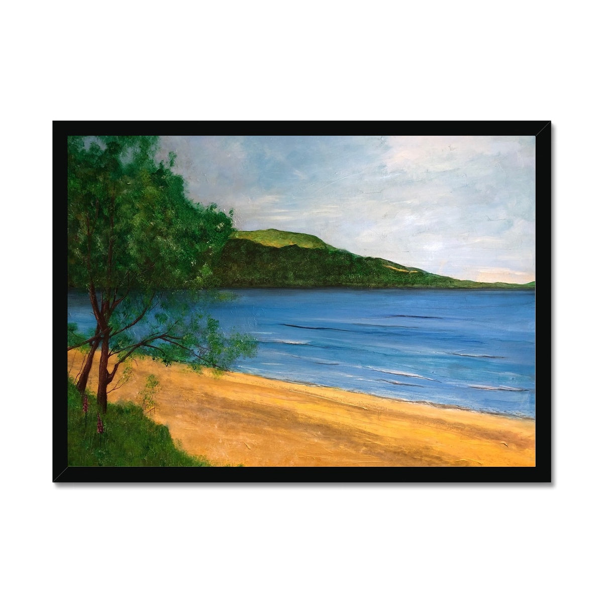 Loch Rannoch Painting | Framed Prints From Scotland-Framed Prints-Scottish Lochs & Mountains Art Gallery-A2 Landscape-Black Frame-Paintings, Prints, Homeware, Art Gifts From Scotland By Scottish Artist Kevin Hunter