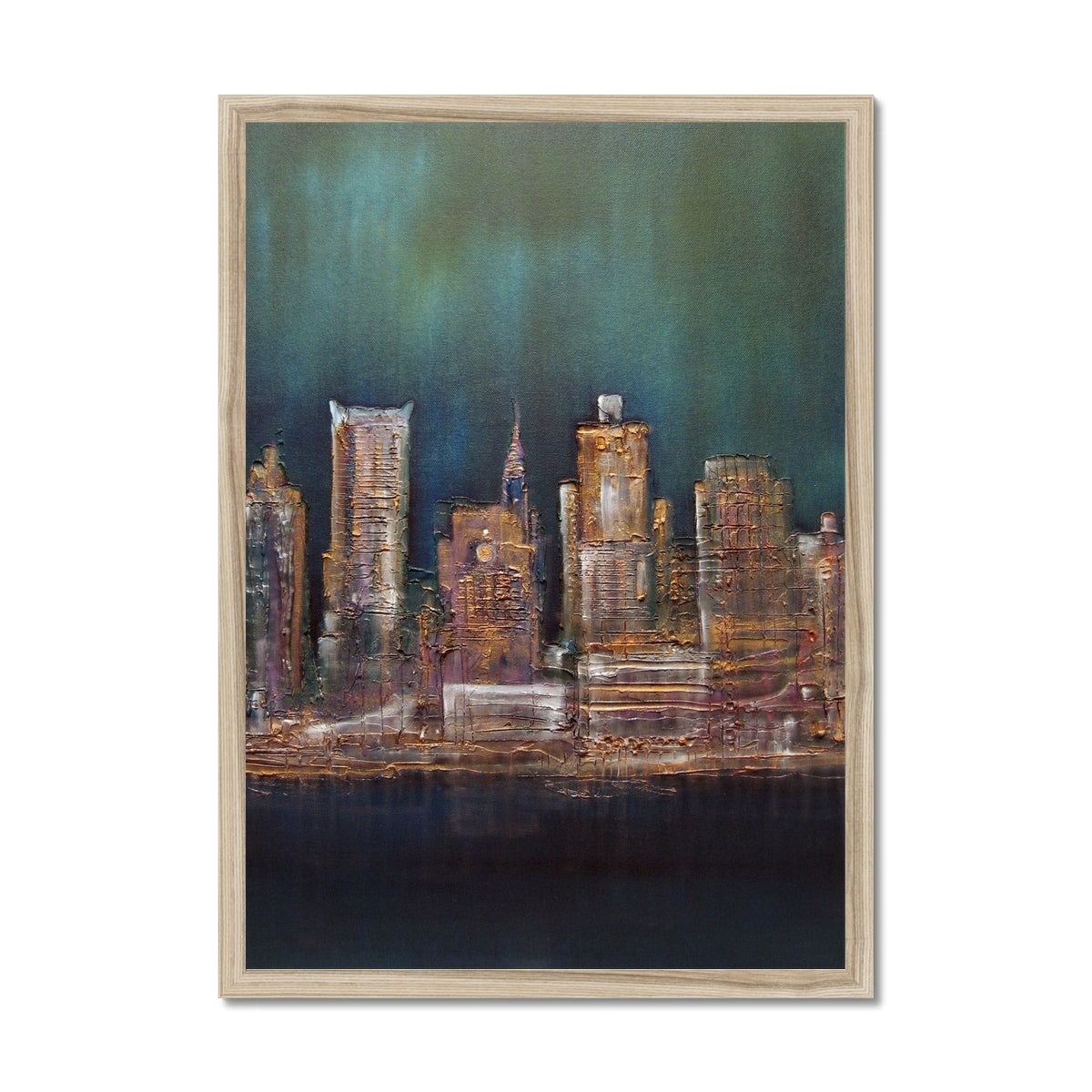 New York West Side Painting | Framed Prints From Scotland-Framed Prints-World Art Gallery-A2 Portrait-Natural Frame-Paintings, Prints, Homeware, Art Gifts From Scotland By Scottish Artist Kevin Hunter