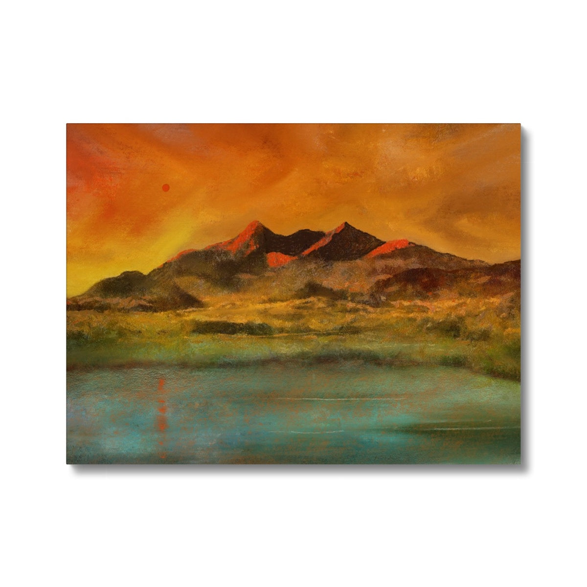 Skye Red Moon Cuilling Painting | Canvas From Scotland-Contemporary Stretched Canvas Prints-Skye Art Gallery-24"x18"-Paintings, Prints, Homeware, Art Gifts From Scotland By Scottish Artist Kevin Hunter