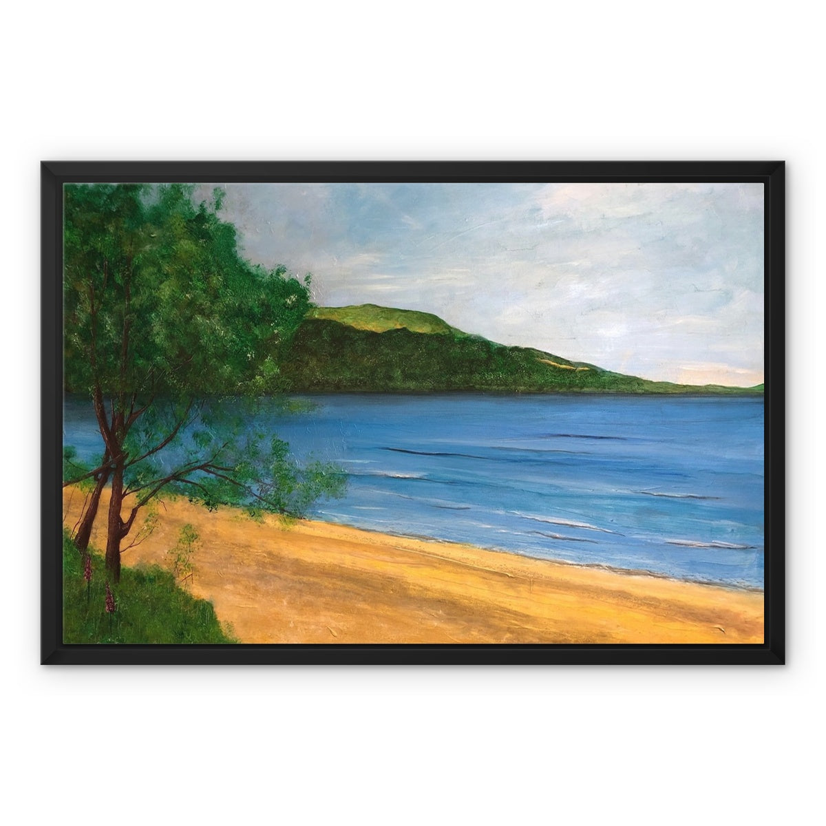 Loch Rannoch Painting | Framed Canvas-Floating Framed Canvas Prints-Scottish Lochs & Mountains Art Gallery-24"x18"-Black Frame-Paintings, Prints, Homeware, Art Gifts From Scotland By Scottish Artist Kevin Hunter
