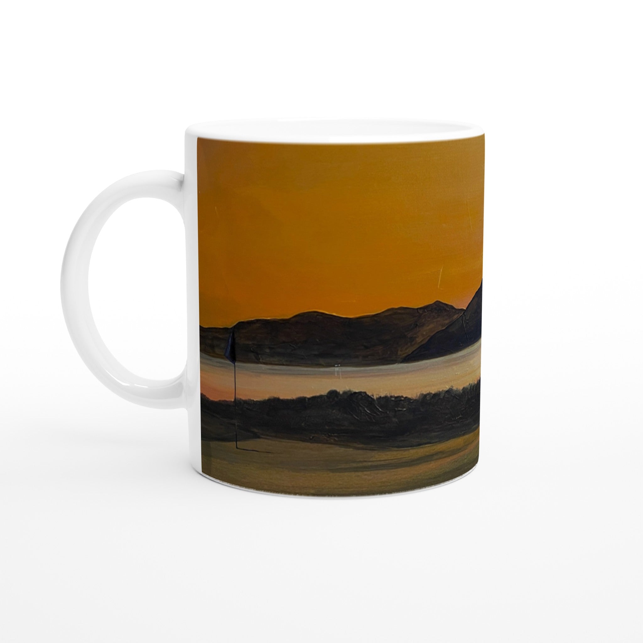 Arran & The 5th Green Royal Troon Golf Course | Ceramic Art Mug From Scotland