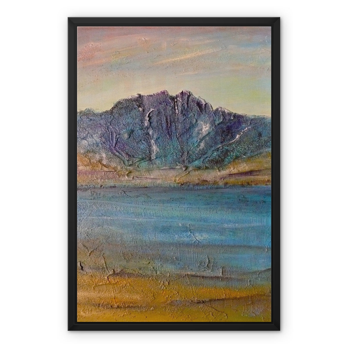 Torridon Painting | Framed Canvas From Scotland-Floating Framed Canvas Prints-Scottish Lochs & Mountains Art Gallery-18"x24"-Black Frame-Paintings, Prints, Homeware, Art Gifts From Scotland By Scottish Artist Kevin Hunter