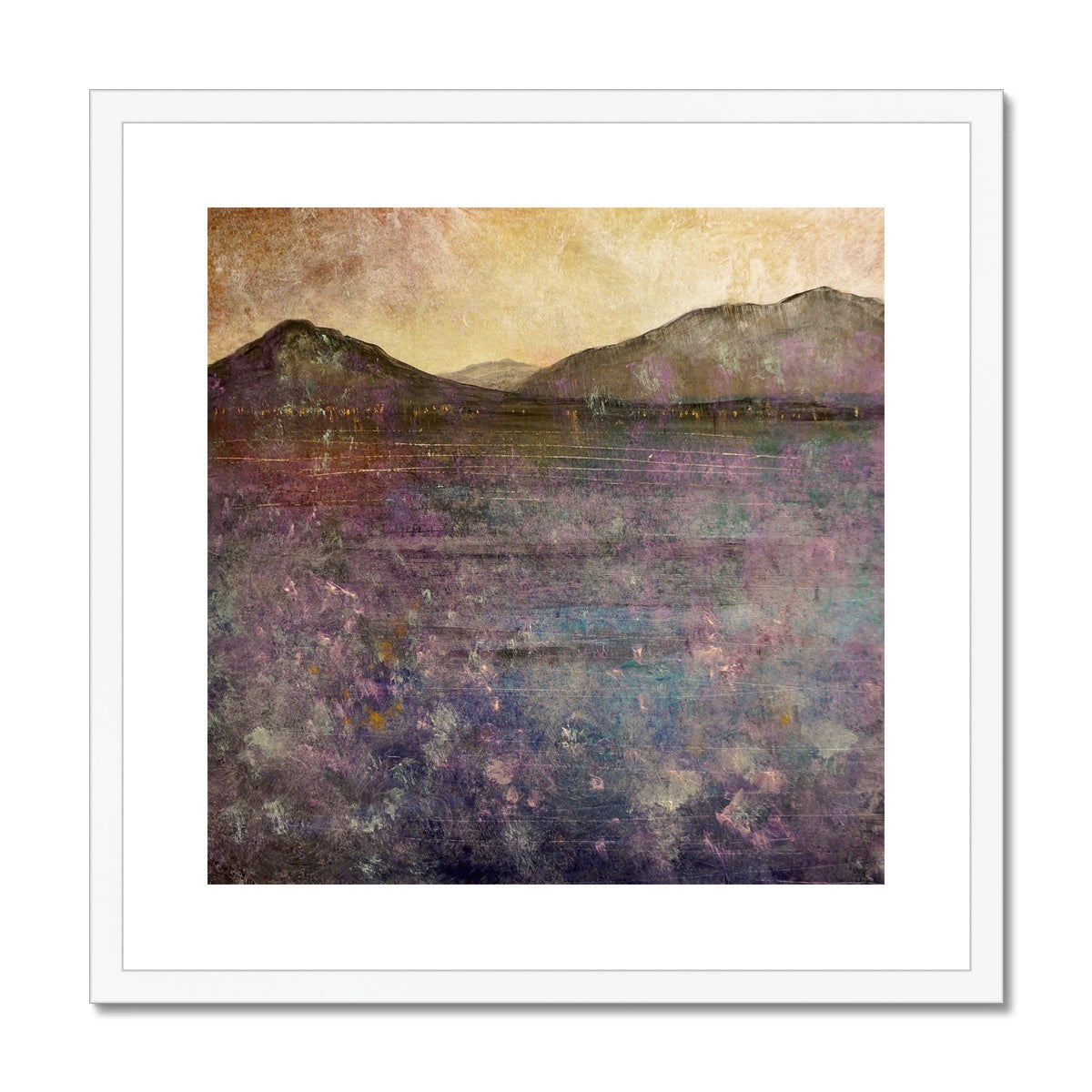 River Clyde Winter Dusk Painting | Framed & Mounted Prints From Scotland-Framed & Mounted Prints-River Clyde Art Gallery-20"x20"-White Frame-Paintings, Prints, Homeware, Art Gifts From Scotland By Scottish Artist Kevin Hunter