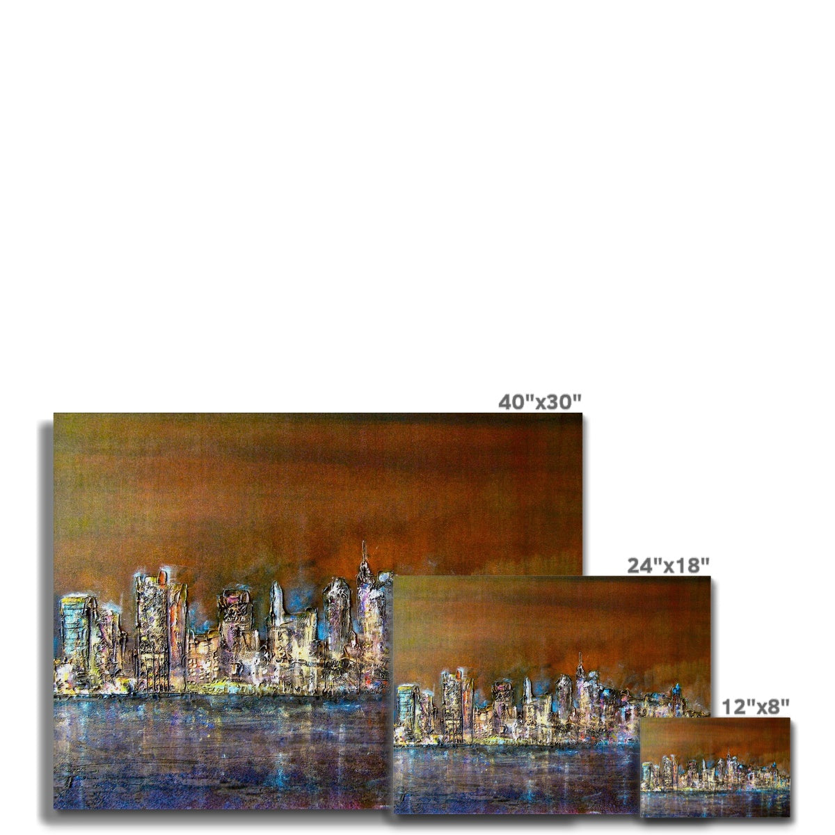 Manhattan Nights Painting | Canvas From Scotland-Contemporary Stretched Canvas Prints-World Art Gallery-Paintings, Prints, Homeware, Art Gifts From Scotland By Scottish Artist Kevin Hunter