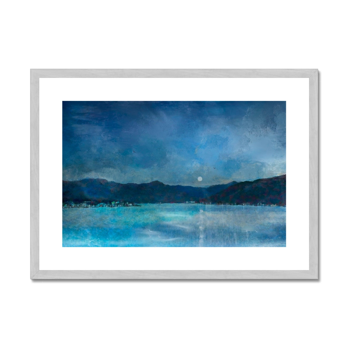 Clyde Winter Morning Moon Painting | Antique Framed & Mounted Prints From Scotland