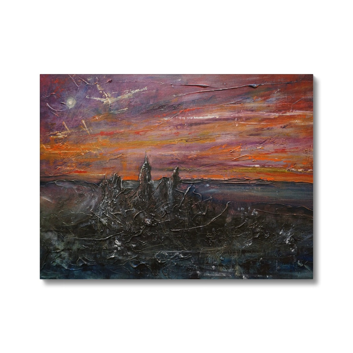 Storr Moonlight Skye Painting | Canvas-Contemporary Stretched Canvas Prints-Skye Art Gallery-24"x18"-Paintings, Prints, Homeware, Art Gifts From Scotland By Scottish Artist Kevin Hunter