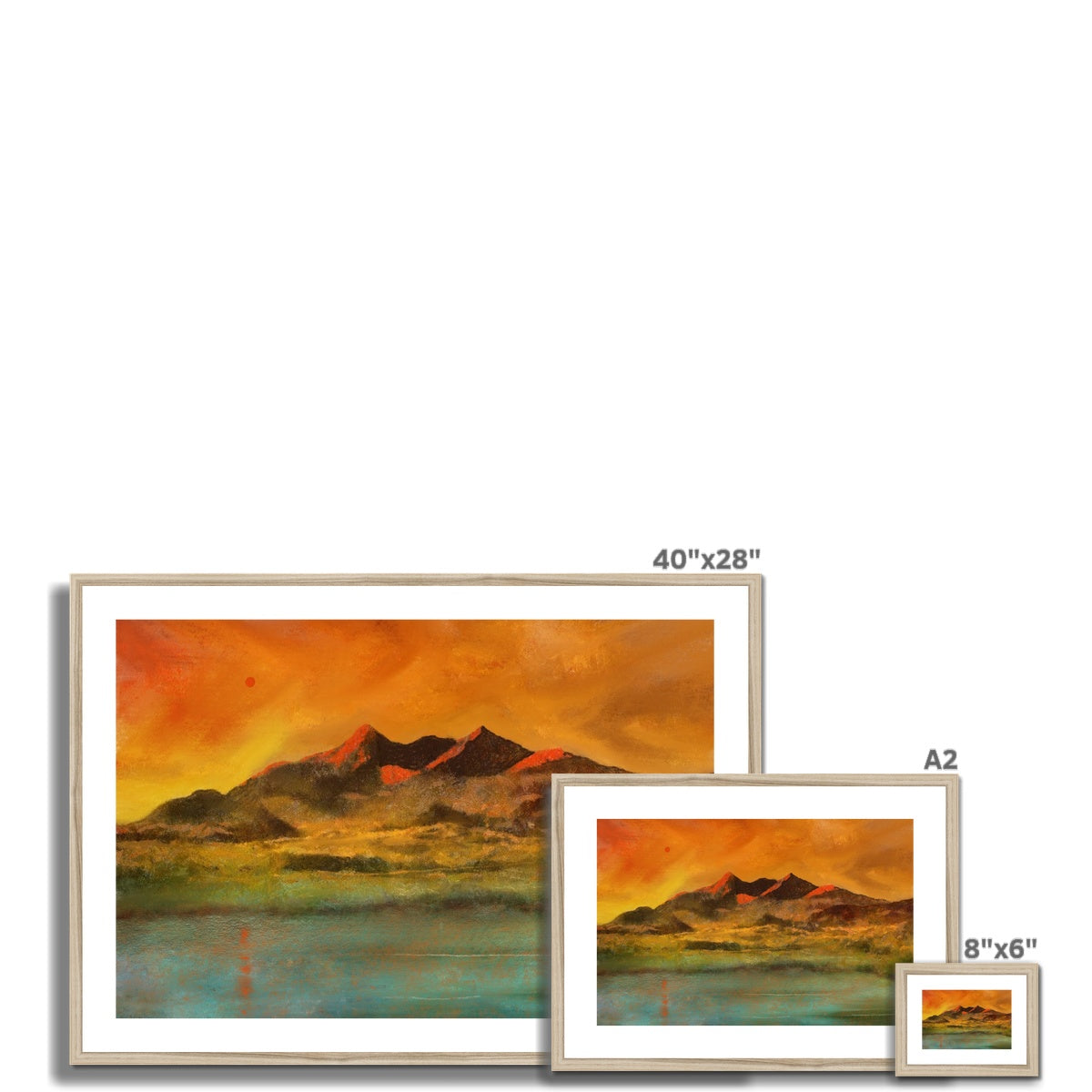 Skye Red Moon Cuillin Painting | Framed & Mounted Prints From Scotland-Framed & Mounted Prints-Skye Art Gallery-Paintings, Prints, Homeware, Art Gifts From Scotland By Scottish Artist Kevin Hunter