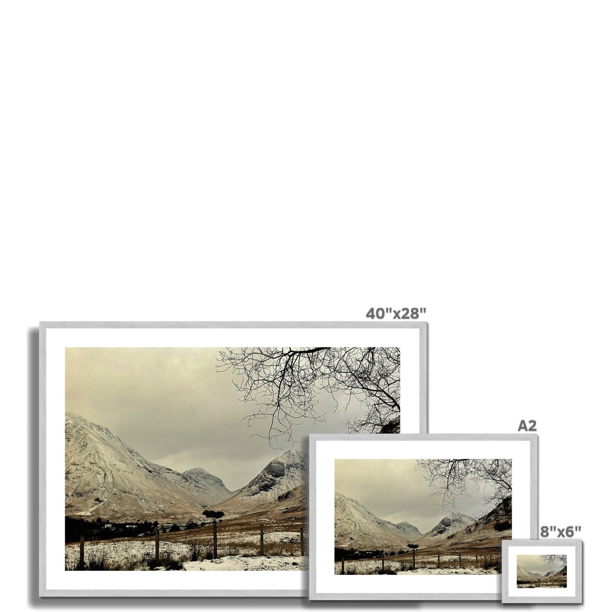 Winter In Glencoe Scottish Landscape Photography | Antique Framed & Mounted Print