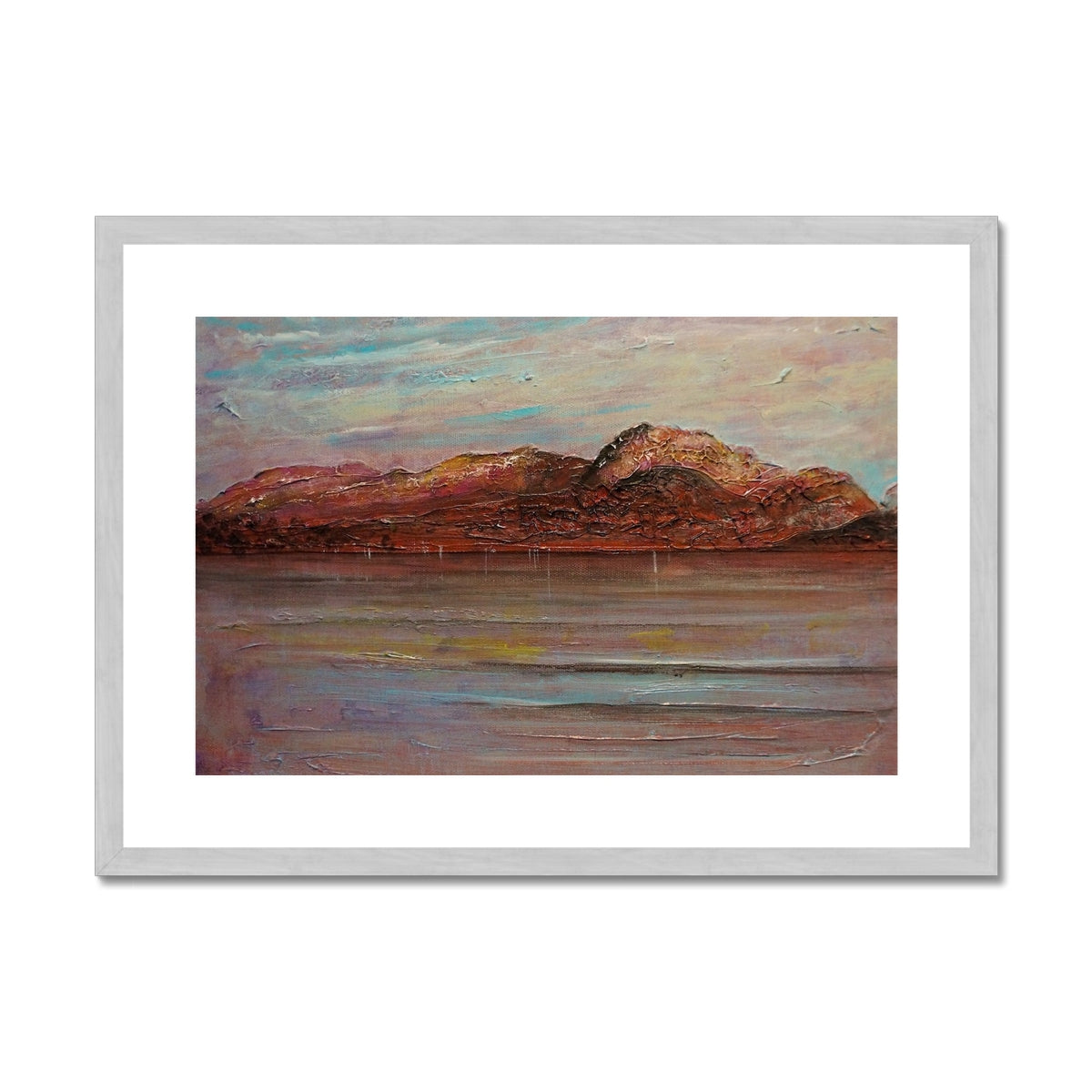 Ben Nevis Painting | Antique Framed & Mounted Prints From Scotland-Antique Framed & Mounted Prints-Scottish Lochs & Mountains Art Gallery-A2 Landscape-Silver Frame-Paintings, Prints, Homeware, Art Gifts From Scotland By Scottish Artist Kevin Hunter