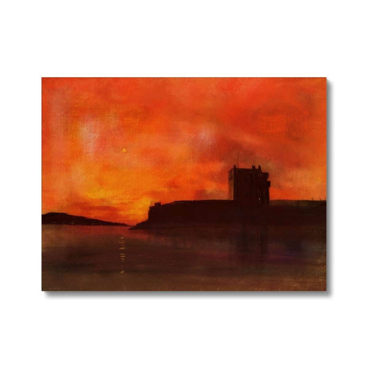 Broughty Castle Sunset Painting | Canvas From Scotland-Contemporary Stretched Canvas Prints-Historic & Iconic Scotland Art Gallery-24"x18"-Paintings, Prints, Homeware, Art Gifts From Scotland By Scottish Artist Kevin Hunter
