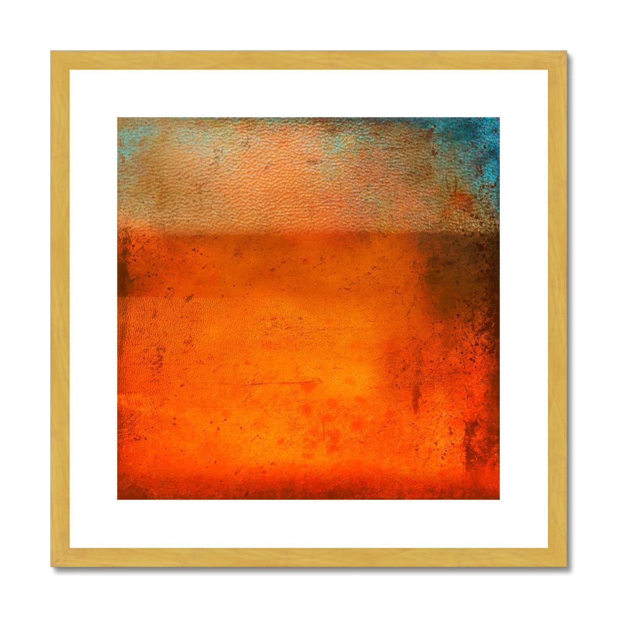 Sunset Horizon Abstract Painting | Antique Framed & Mounted Prints From Scotland-Antique Framed & Mounted Prints-Abstract & Impressionistic Art Gallery-20"x20"-Gold Frame-Paintings, Prints, Homeware, Art Gifts From Scotland By Scottish Artist Kevin Hunter