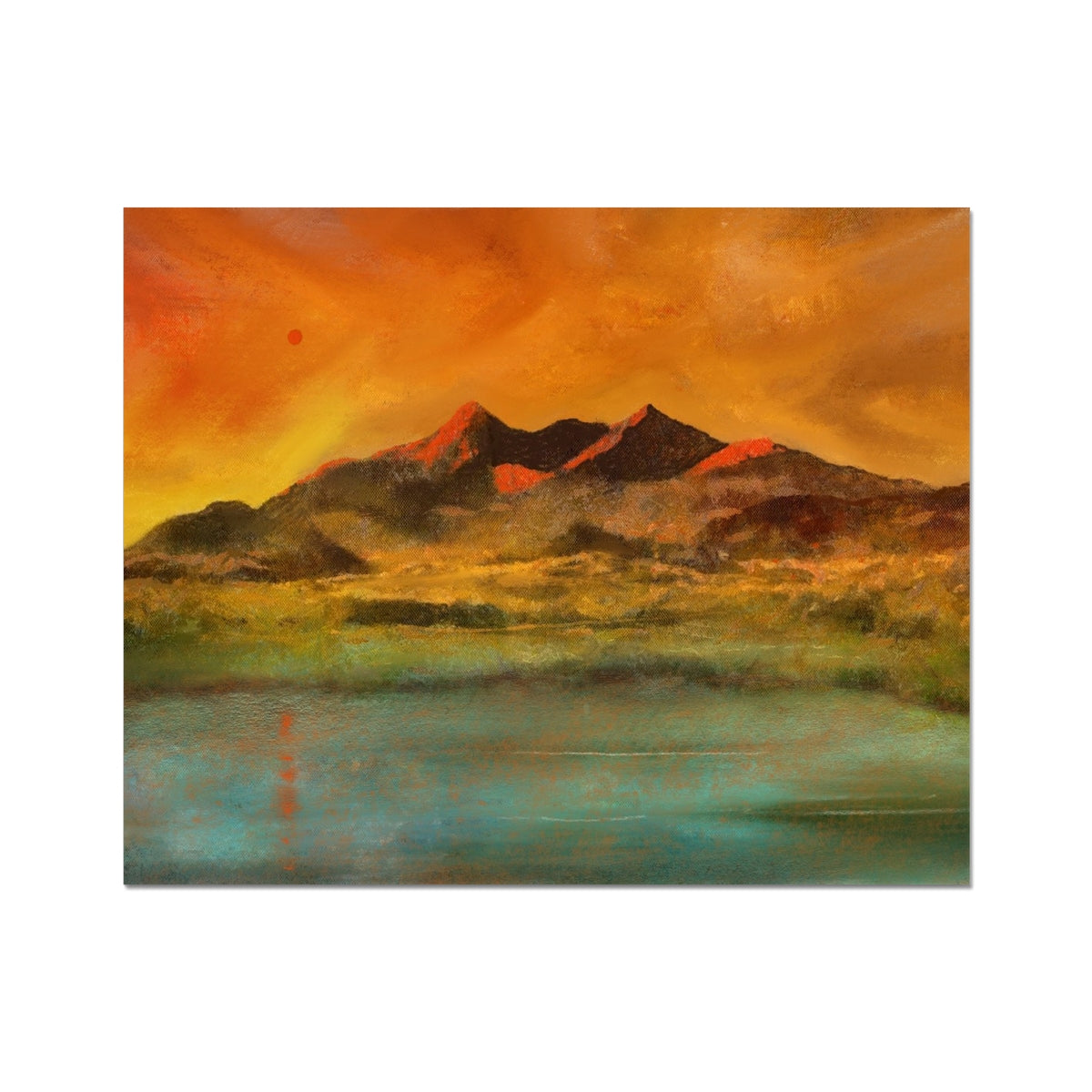 Skye Red Moon Cuillin Painting | Artist Proof Collector Prints From Scotland-Artist Proof Collector Prints-Skye Art Gallery-20"x16"-Paintings, Prints, Homeware, Art Gifts From Scotland By Scottish Artist Kevin Hunter