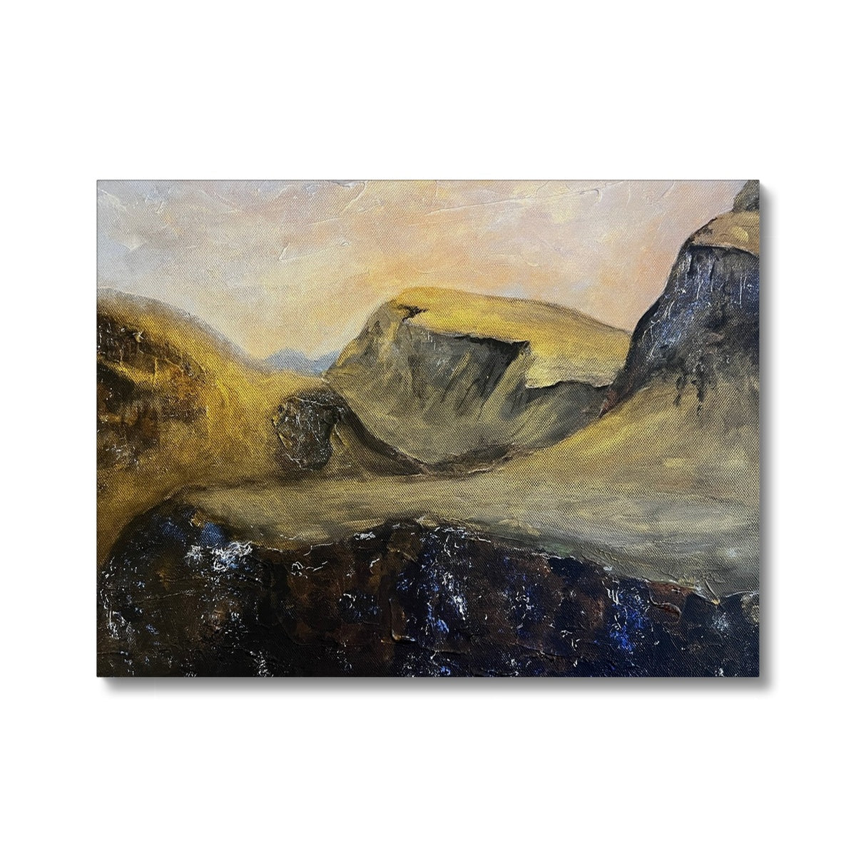 The Quiraing Skye Painting | Canvas From Scotland-Contemporary Stretched Canvas Prints-Skye Art Gallery-24"x18"-Paintings, Prints, Homeware, Art Gifts From Scotland By Scottish Artist Kevin Hunter