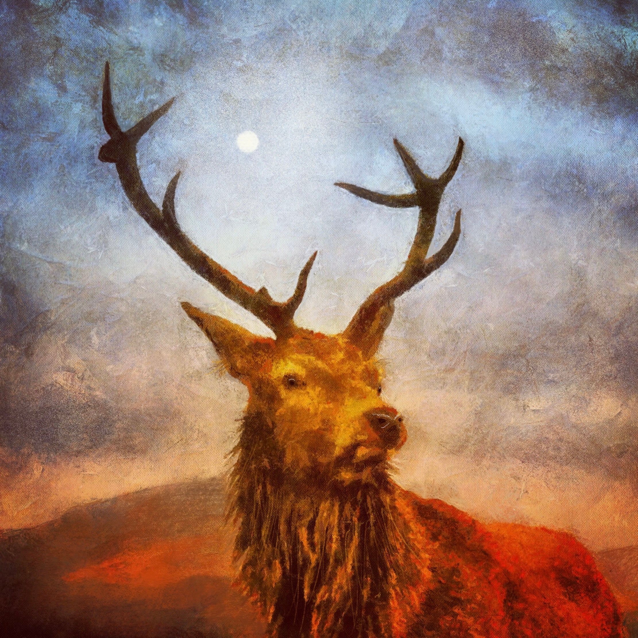 The Moonlit Stag Statement Interior Wall Art Canvas
