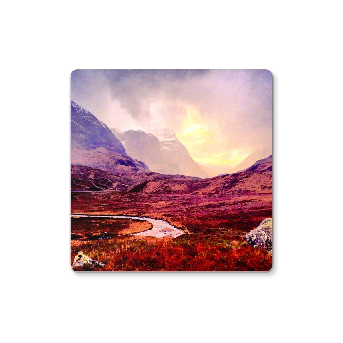 A Brooding Glencoe Art Gifts Coaster-Coasters-Glencoe Art Gallery-6 Coasters-Paintings, Prints, Homeware, Art Gifts From Scotland By Scottish Artist Kevin Hunter