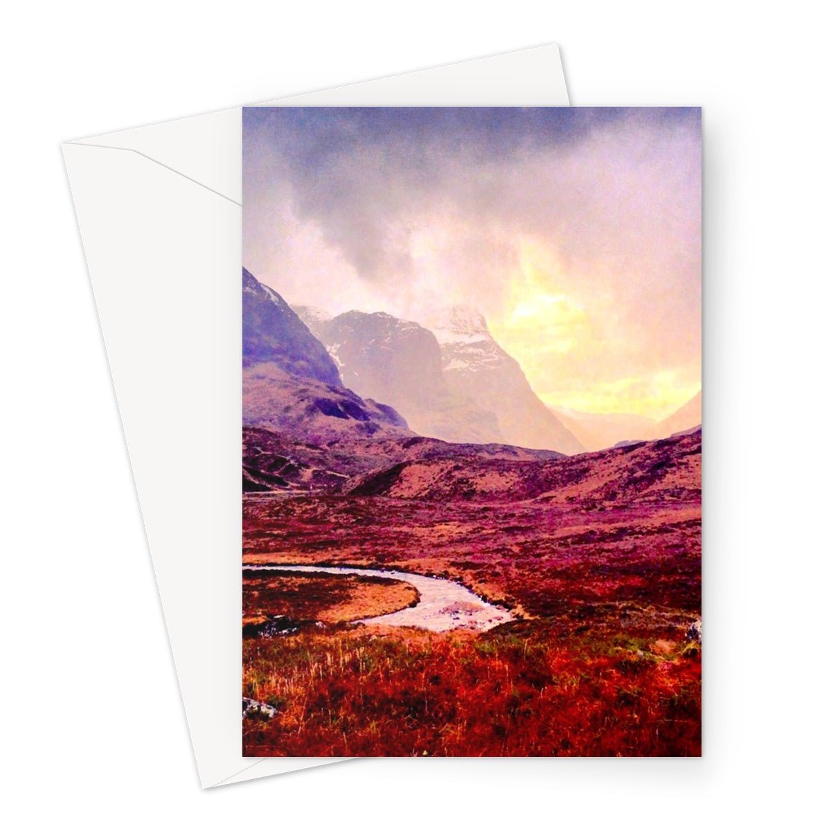 A Brooding Glencoe Art Gifts Greeting Card-Greetings Cards-Glencoe Art Gallery-A5 Portrait-10 Cards-Paintings, Prints, Homeware, Art Gifts From Scotland By Scottish Artist Kevin Hunter