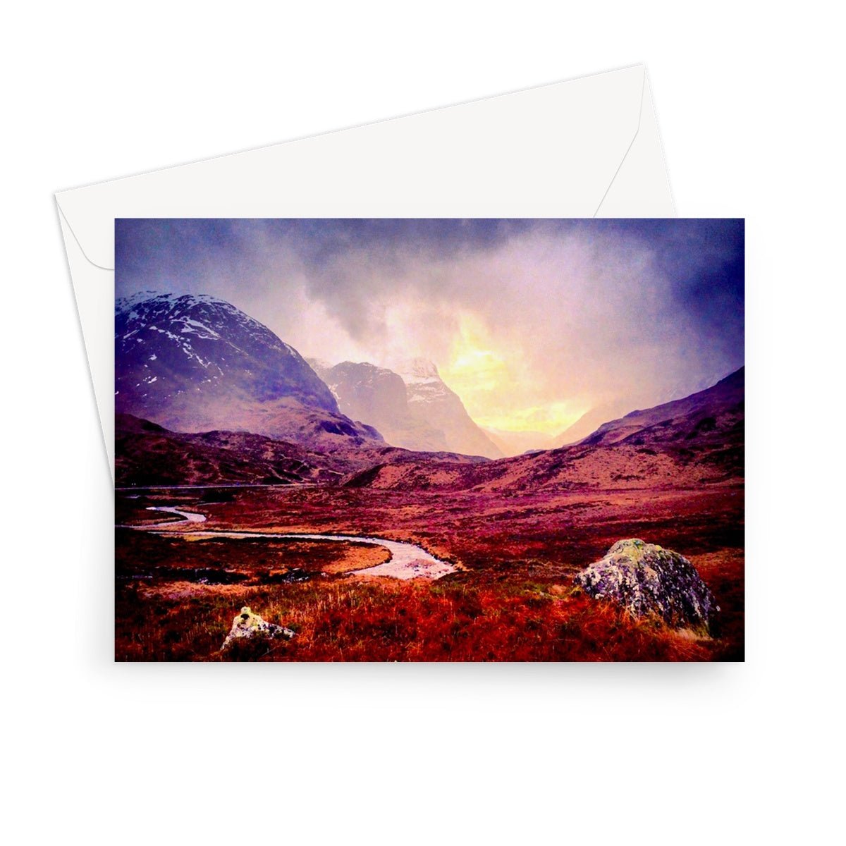 A Brooding Glencoe Art Gifts Greeting Card-Greetings Cards-Glencoe Art Gallery-7"x5"-10 Cards-Paintings, Prints, Homeware, Art Gifts From Scotland By Scottish Artist Kevin Hunter