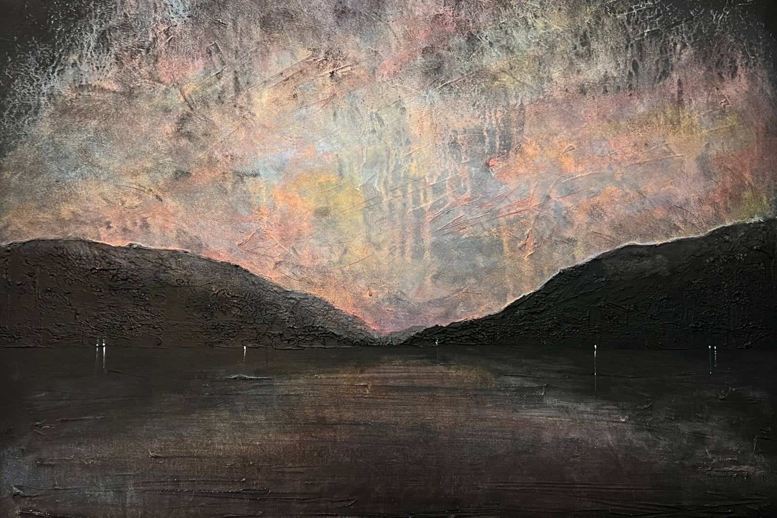A Brooding Loch Lomond-Signed Art Prints By Scottish Artist Hunter-Scottish Lochs & Mountains Art Gallery-Paintings, Prints, Homeware, Art Gifts From Scotland By Scottish Artist Kevin Hunter