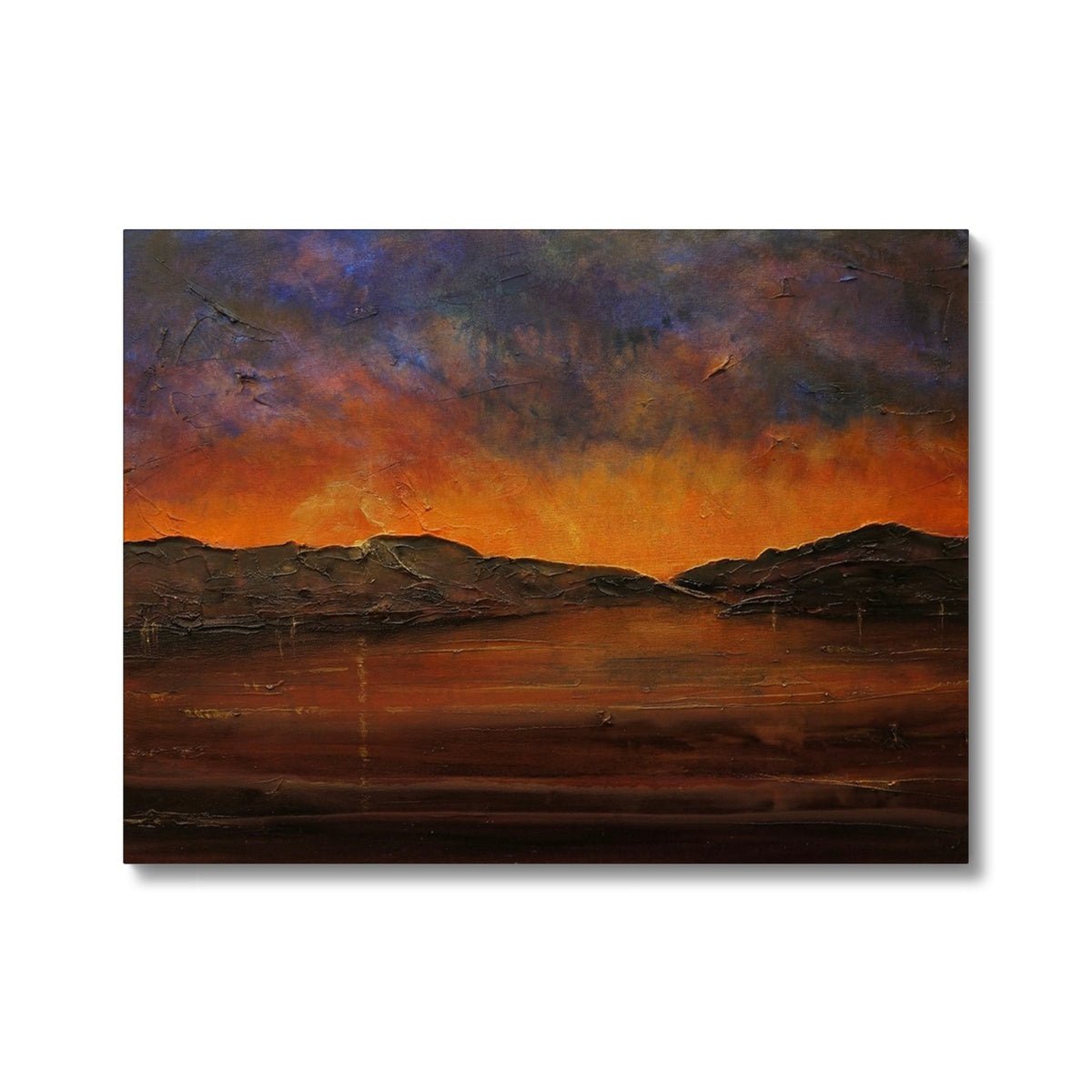 A Brooding River Clyde Dusk Painting | Canvas-Contemporary Stretched Canvas Prints-River Clyde Art Gallery-24"x18"-Paintings, Prints, Homeware, Art Gifts From Scotland By Scottish Artist Kevin Hunter