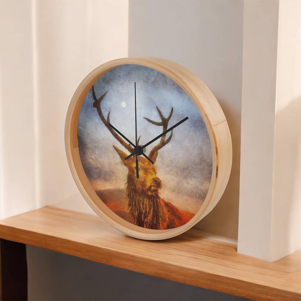 A Moonlight Highland Stag | Wall Art Clock | Scotland