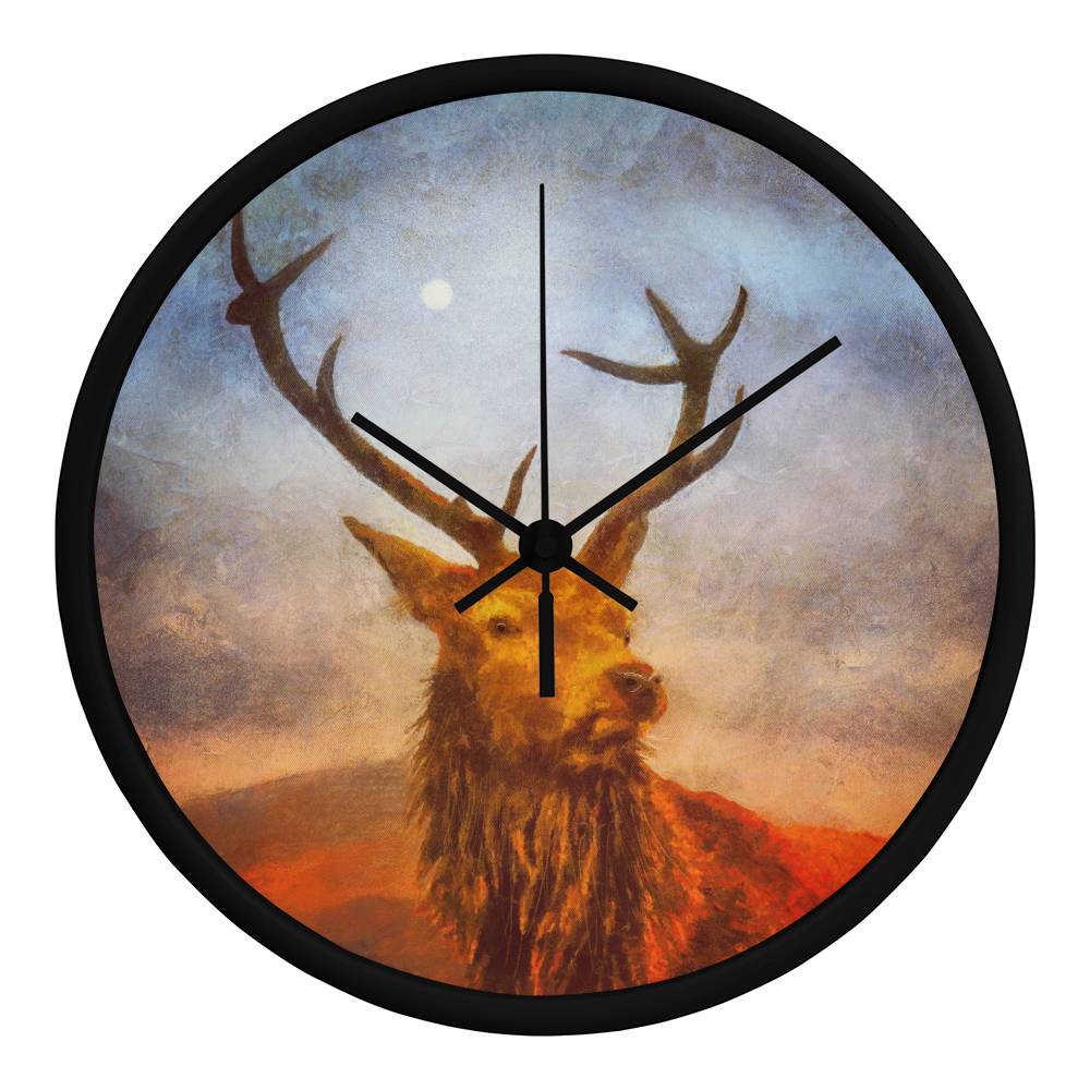 A Moonlight Highland Stag | Wall Art Clock | Scotland