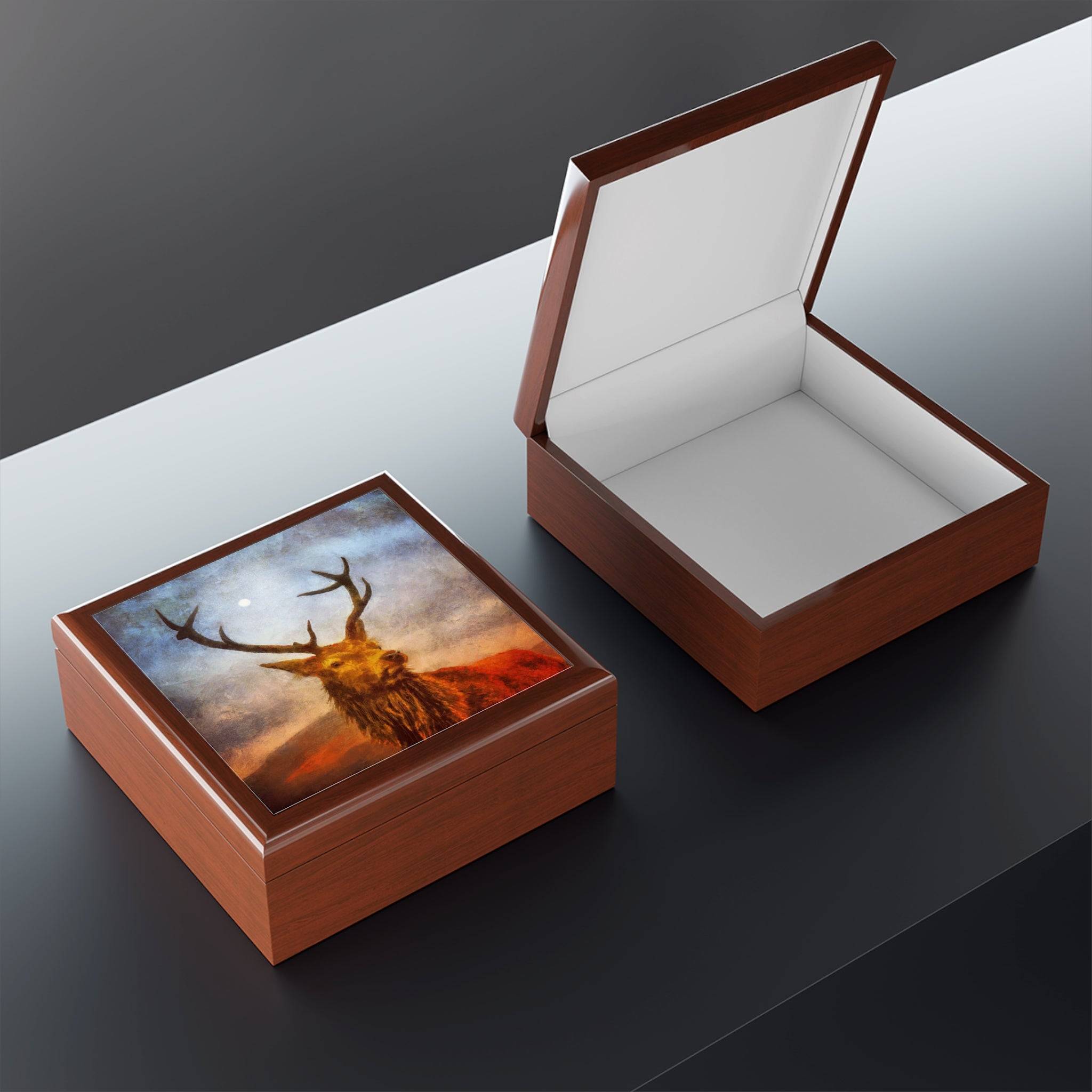 A Moonlit Highland Stag | Art Jewelry Box | Scotland