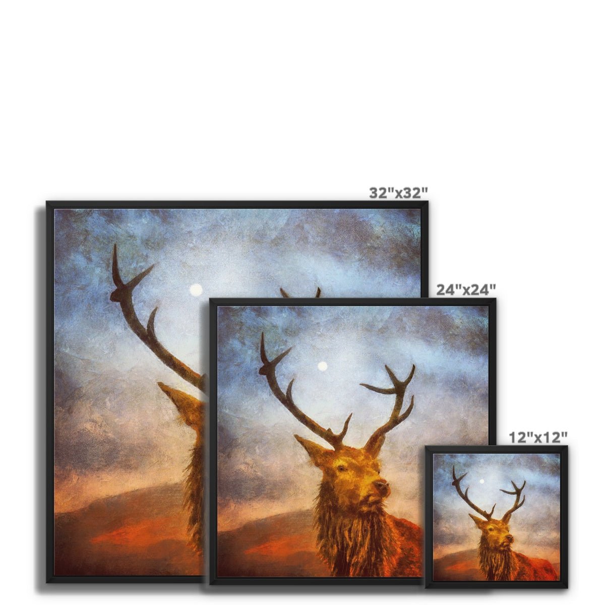 A Moonlit Highland Stag Painting | Framed Canvas From Scotland