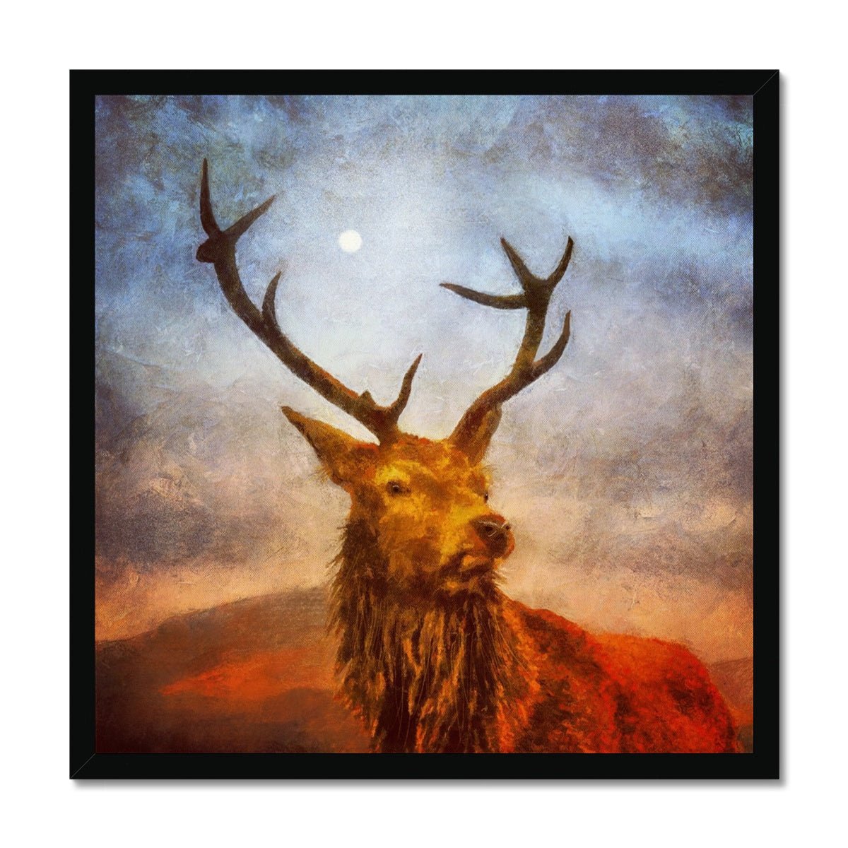 A Moonlit Highland Stag Painting | Framed Prints From Scotland