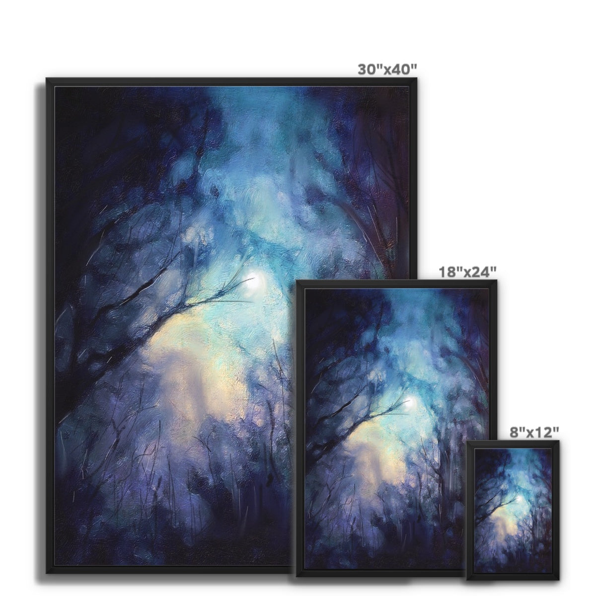 A Moonlit Highland Wood Framed Canvas
