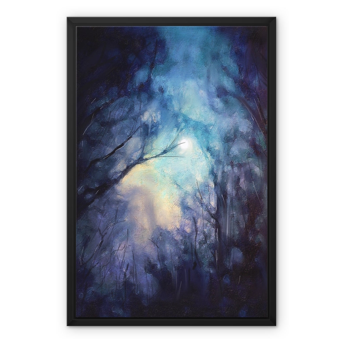 A Moonlit Highland Wood Framed Canvas