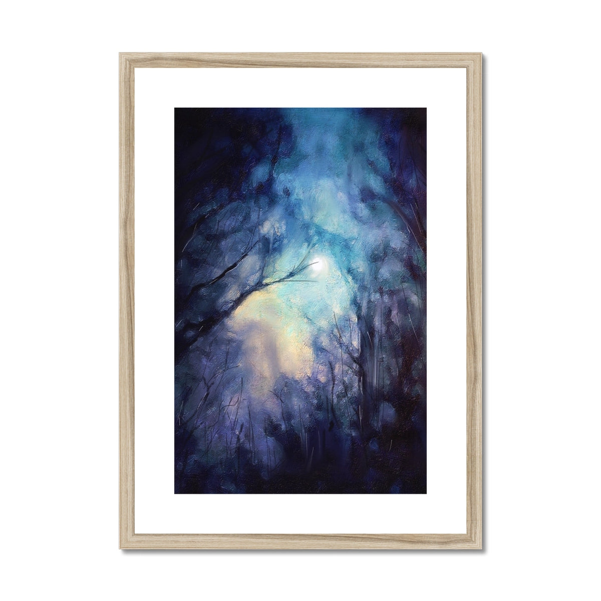 A Moonlit Highland Wood Framed & Mounted Print
