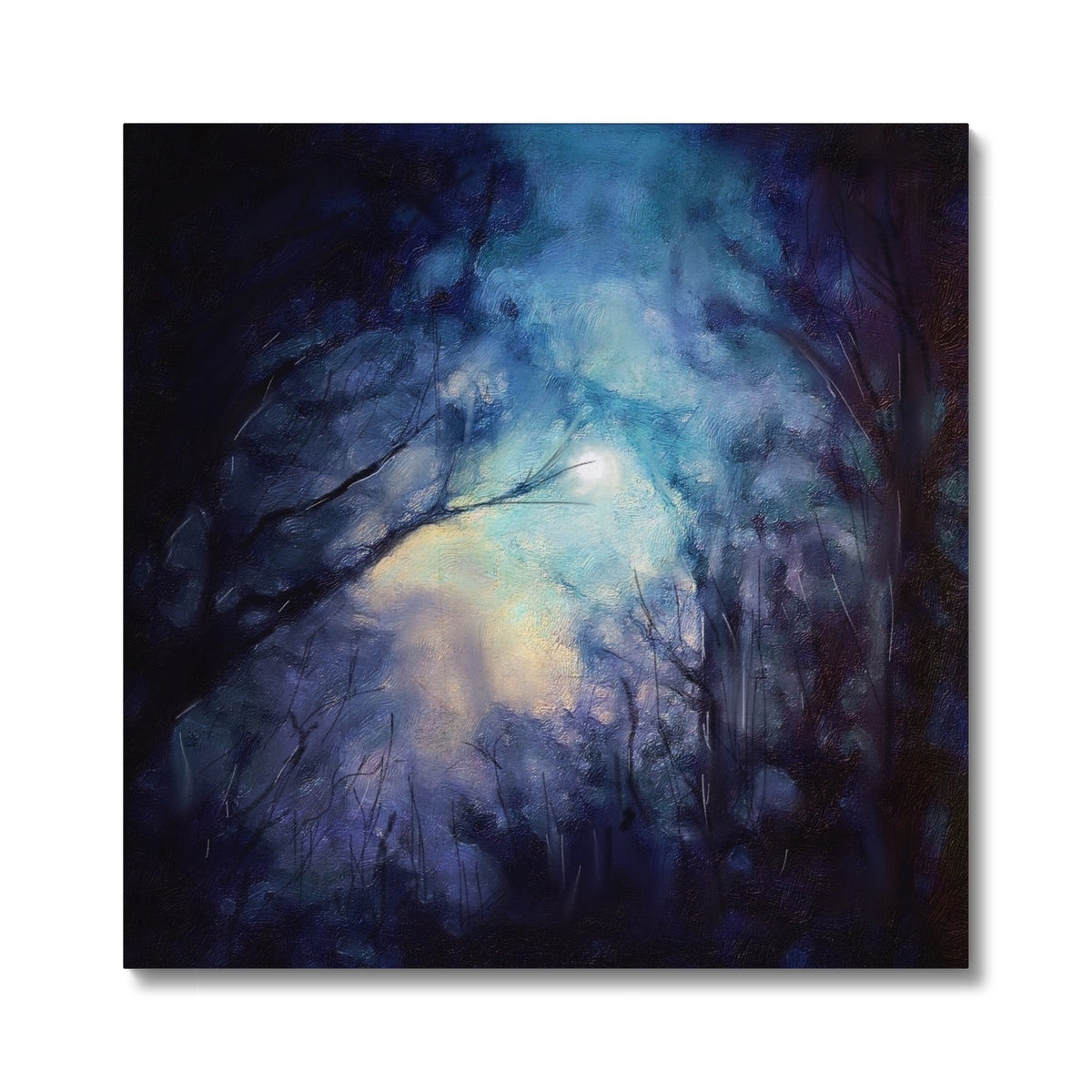 A Moonlit Highland Wood Painting | Canvas From Scotland