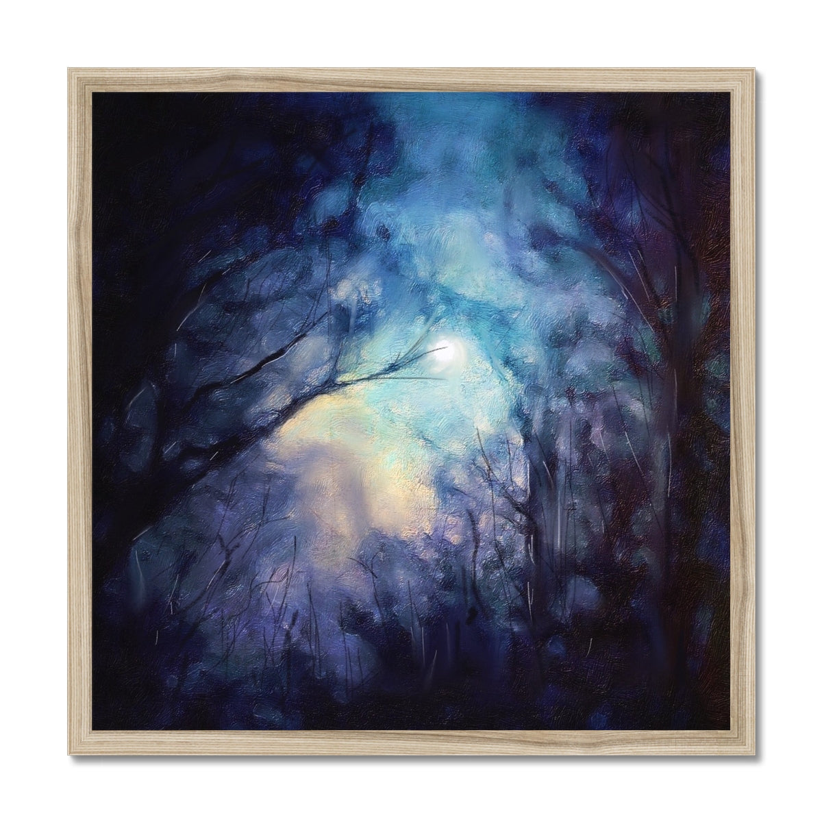 A Moonlit Highland Wood Painting | Framed Prints From Scotland