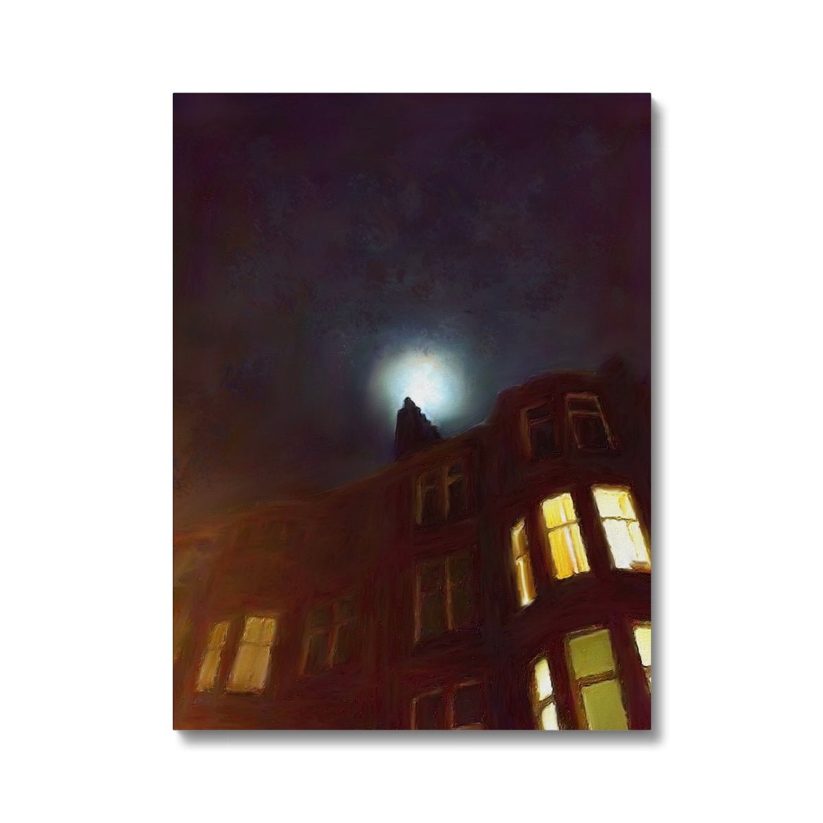 A Moonlit Tenement Painting | Canvas From Scotland