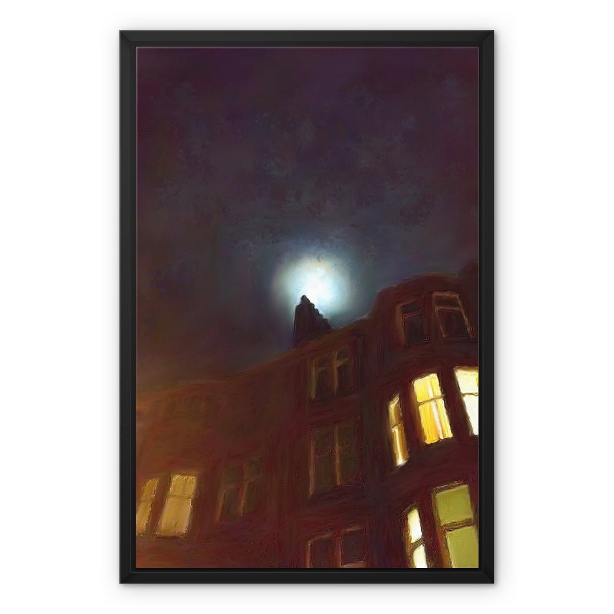 A Moonlit Tenement Painting | Framed Canvas Prints From Scotland