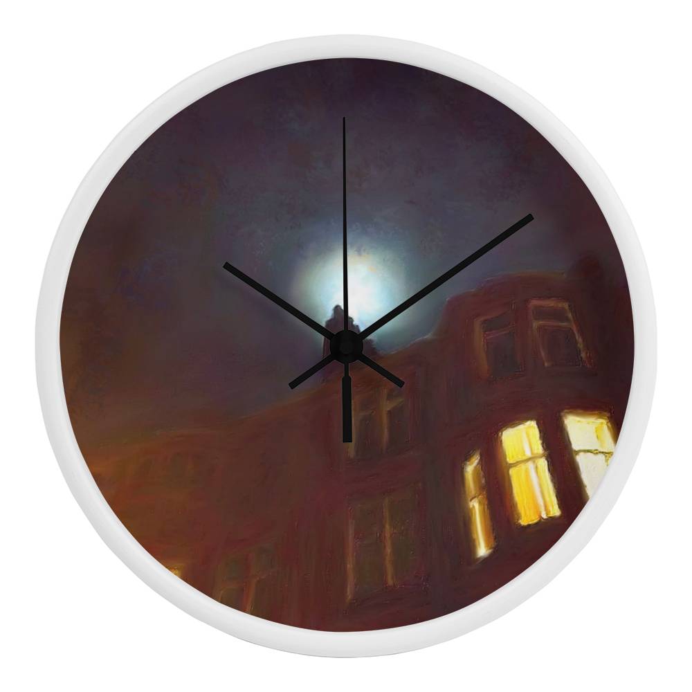 A Moonlit Tenement | Wall Art Clock | Scotland