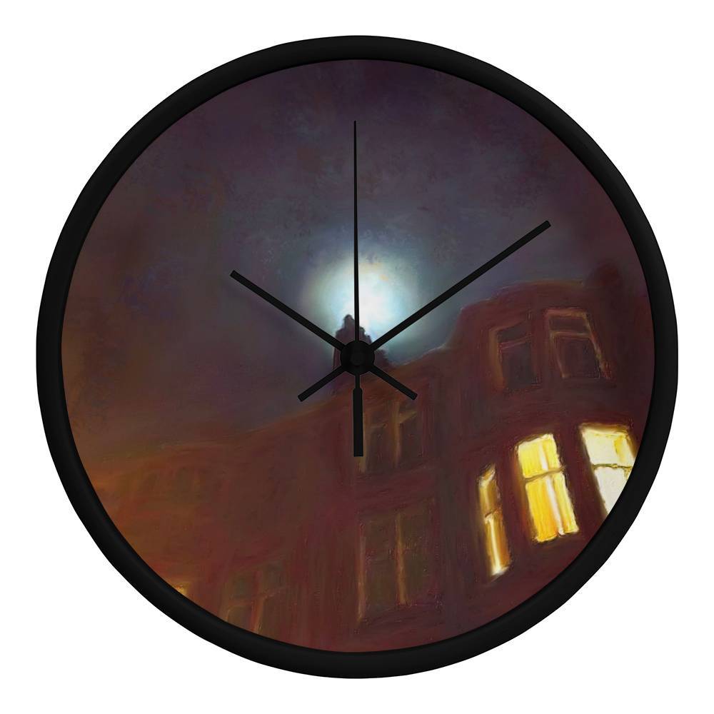 A Moonlit Tenement | Wall Art Clock | Scotland