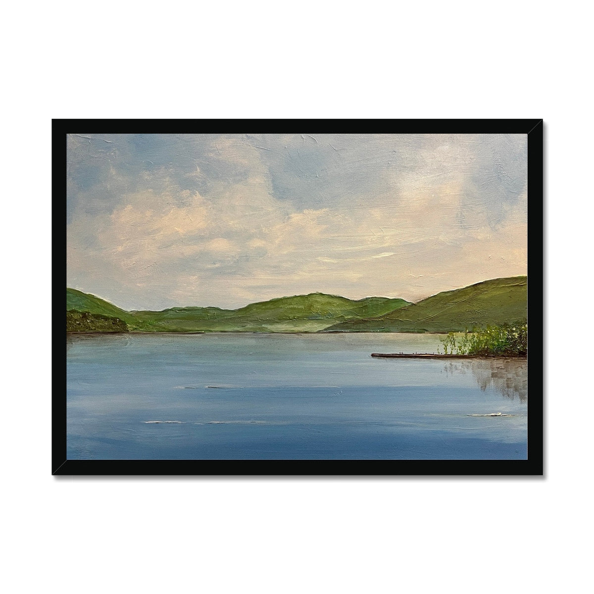 Loch Tay ii Painting | Framed Prints From Scotland-Framed Prints-Scottish Lochs & Mountains Art Gallery-A2 Landscape-Black Frame-Paintings, Prints, Homeware, Art Gifts From Scotland By Scottish Artist Kevin Hunter