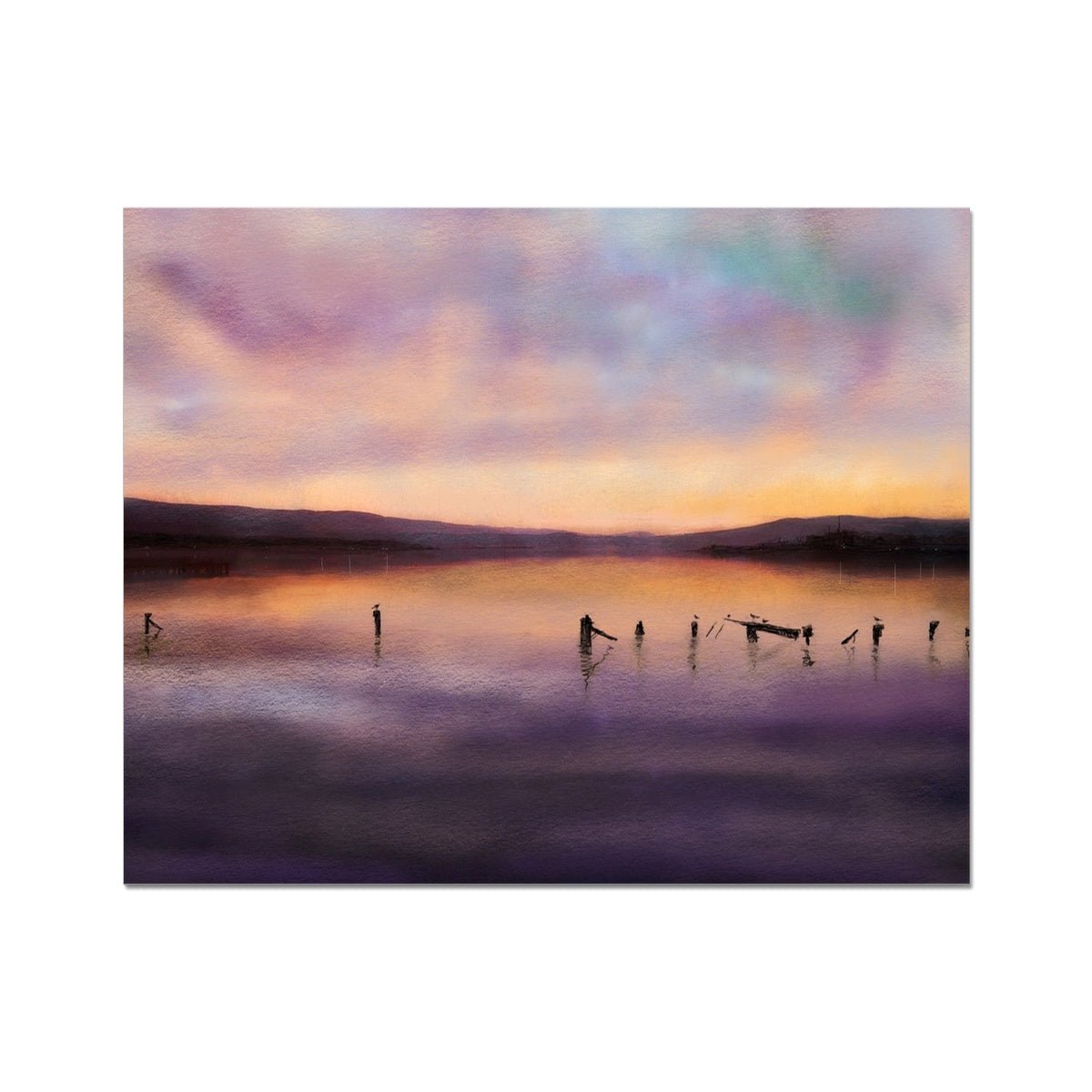 Admiralty Jetty Dusk Painting | Artist Proof Collector Prints From Scotland-Artist Proof Collector Prints-River Clyde Art Gallery-20"x16"-Paintings, Prints, Homeware, Art Gifts From Scotland By Scottish Artist Kevin Hunter