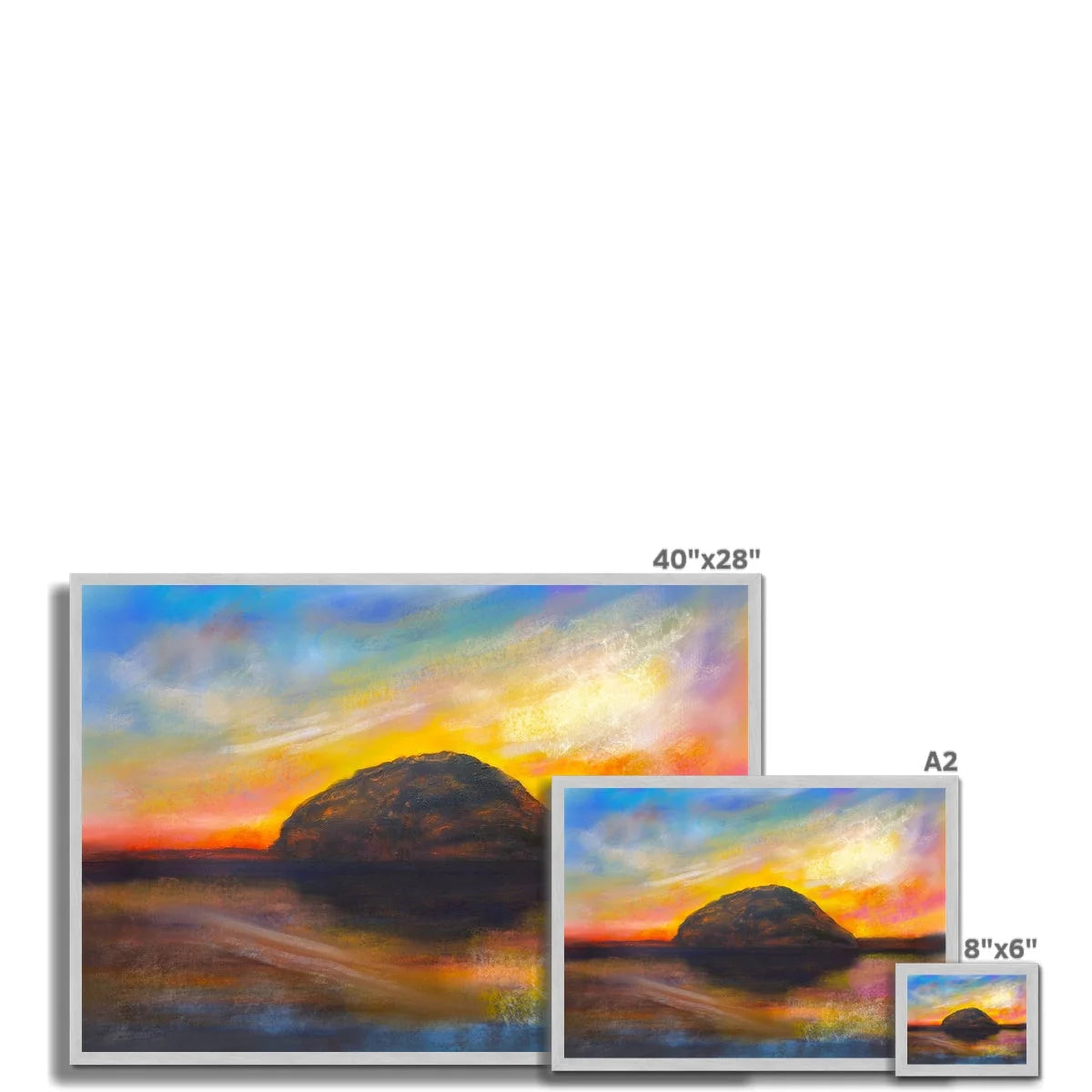 Ailsa Craig Dusk Antique Framed Print - Arran Art Gallery Scotland Worldwide Shipping Paintings | Prints | Gifts from by Scottish Artist