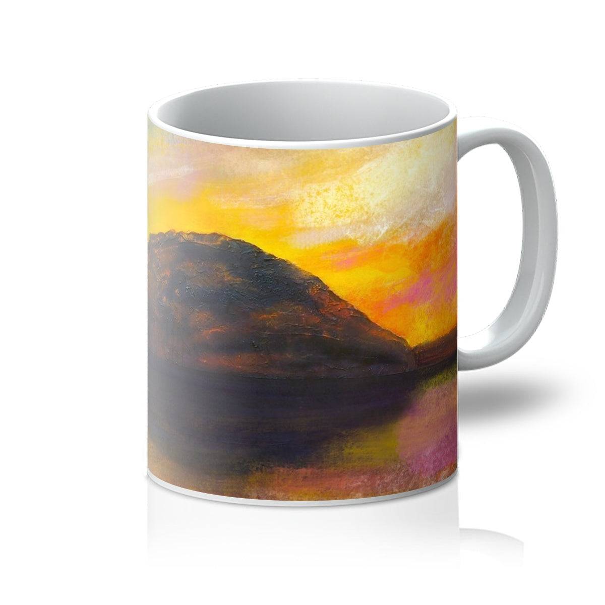 Ailsa Craig Dusk Arran Art Gifts Mug-Mugs-Arran Art Gallery-11oz-White-Paintings, Prints, Homeware, Art Gifts From Scotland By Scottish Artist Kevin Hunter