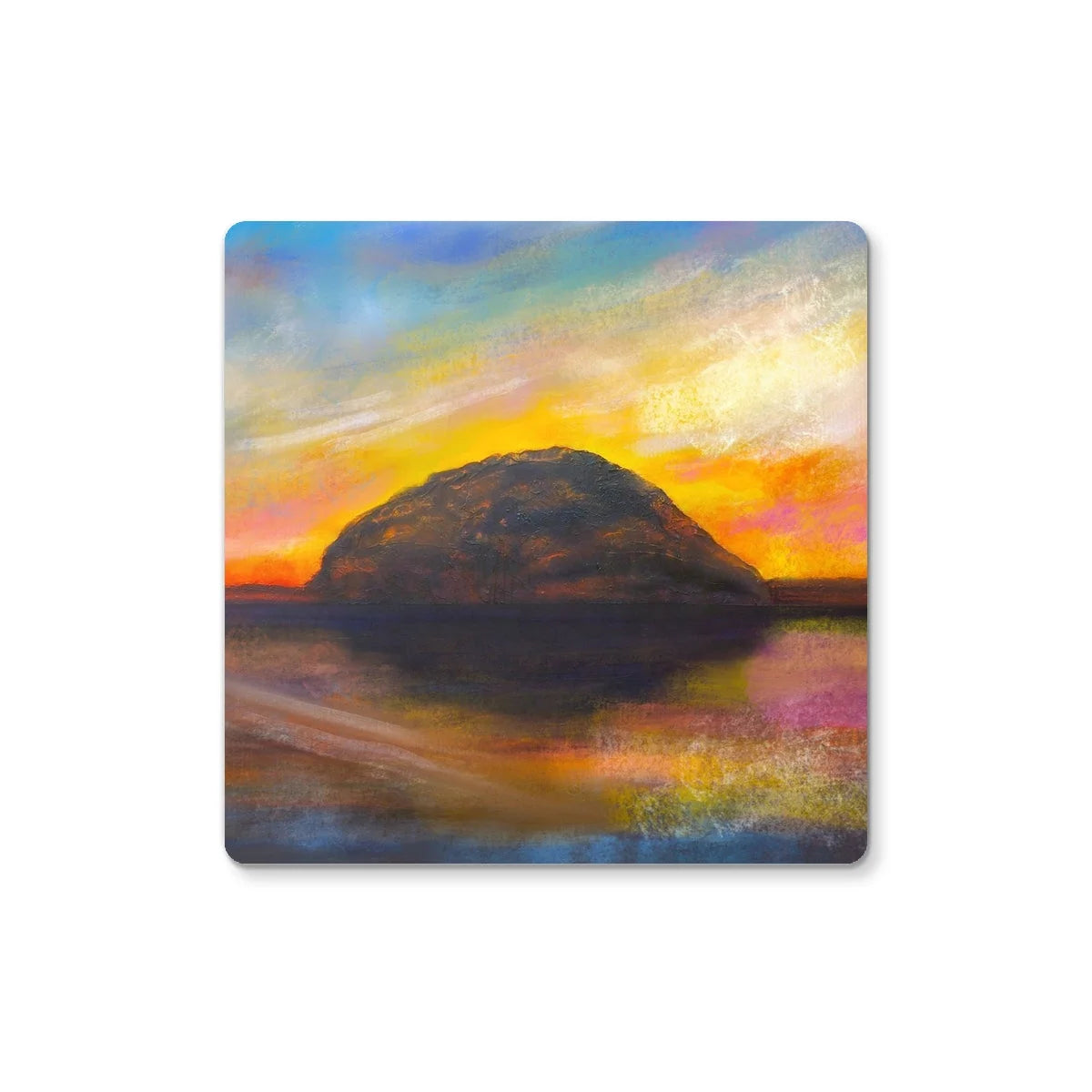 Ailsa Craig Dusk Coaster - Arran Art Gallery Scotland Worldwide Shipping Scottish Landscape by Artist Hunter Featuring Paintings