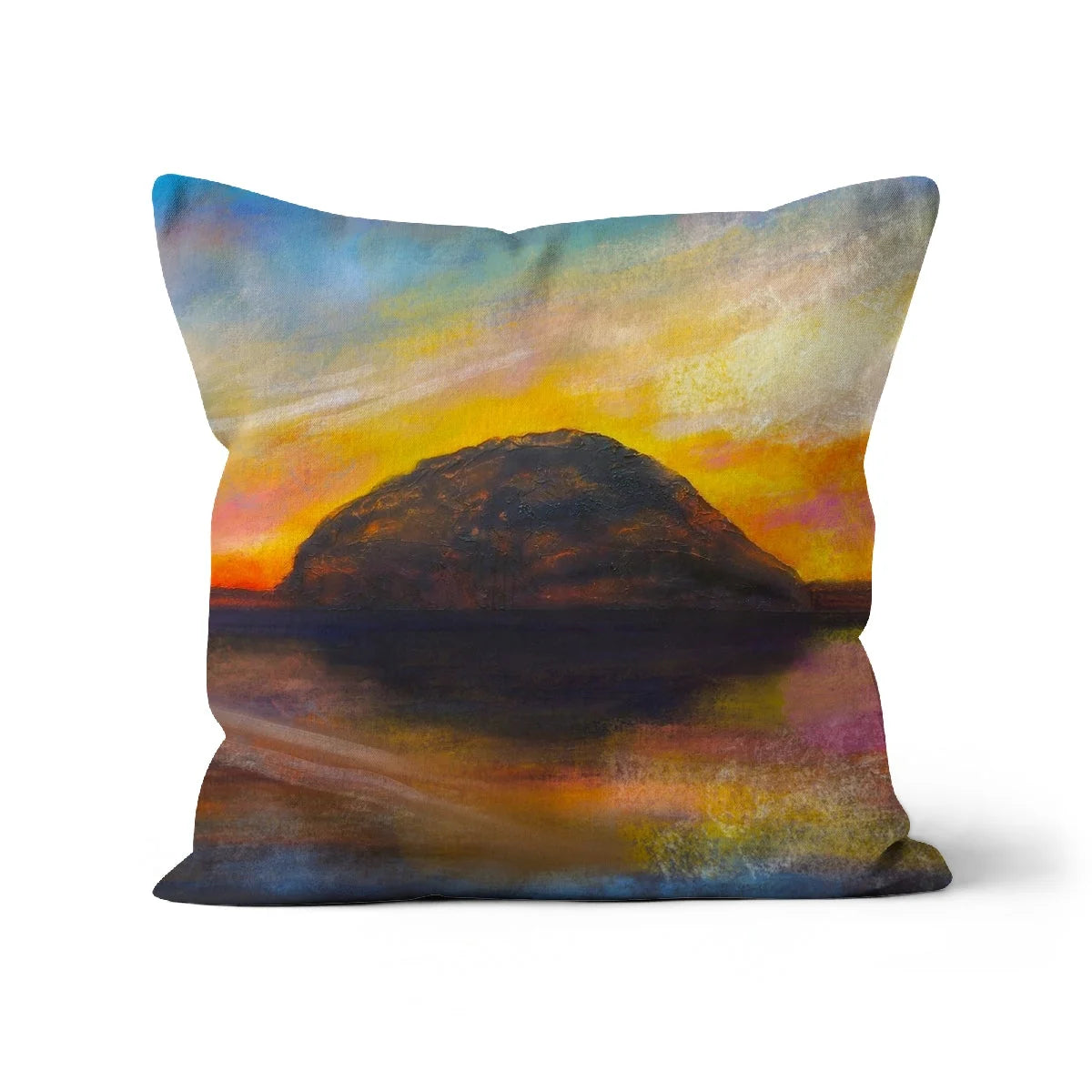 Ailsa Craig Dusk Cushion - Arran Art Gallery Scotland Worldwide Shipping Scottish Landscape by Artist Hunter Featuring Paintings