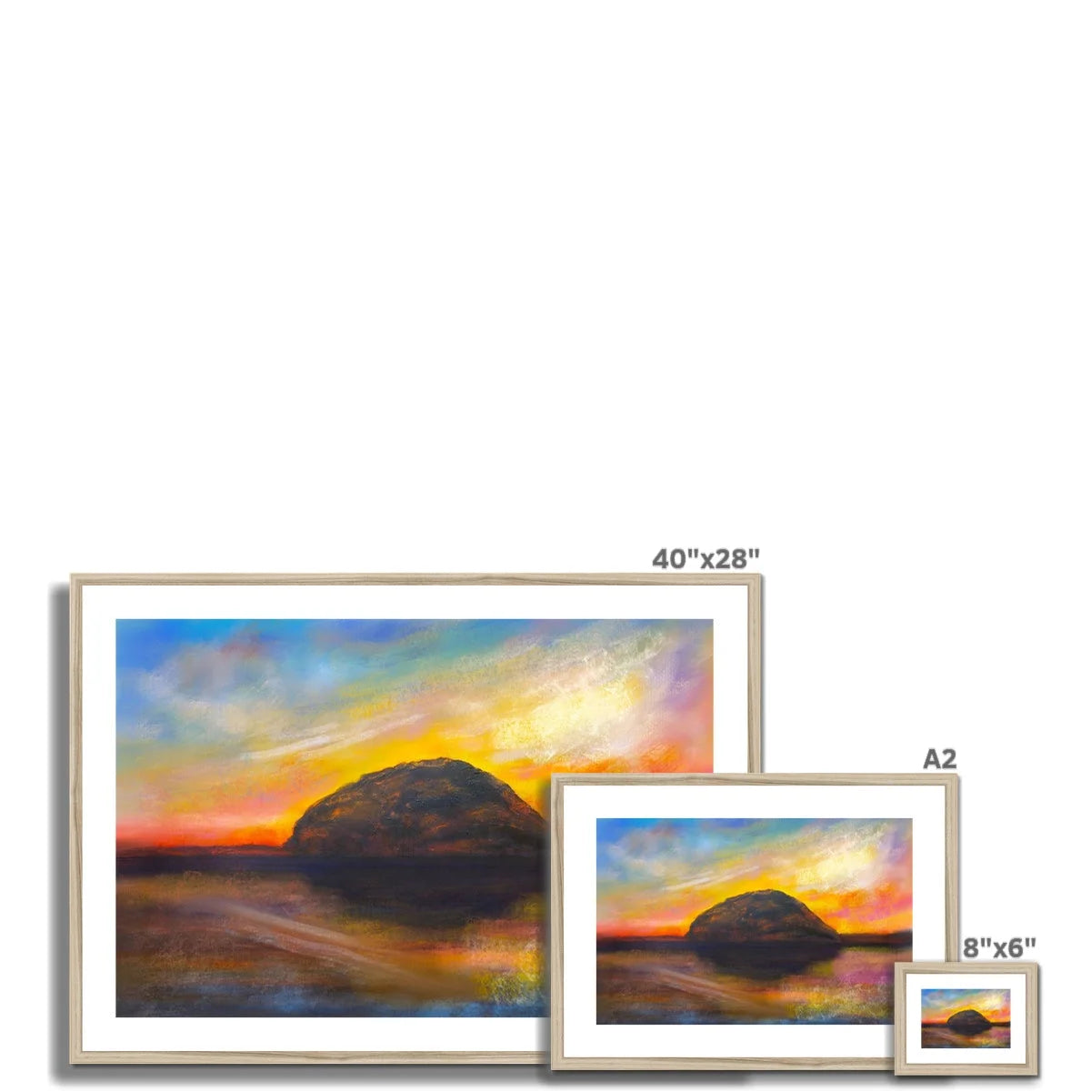 Ailsa Craig Dusk Framed & Mounted Print - Arran Art Gallery Scotland Worldwide Shipping Paintings | Prints | Gifts from by Scottish Artist
