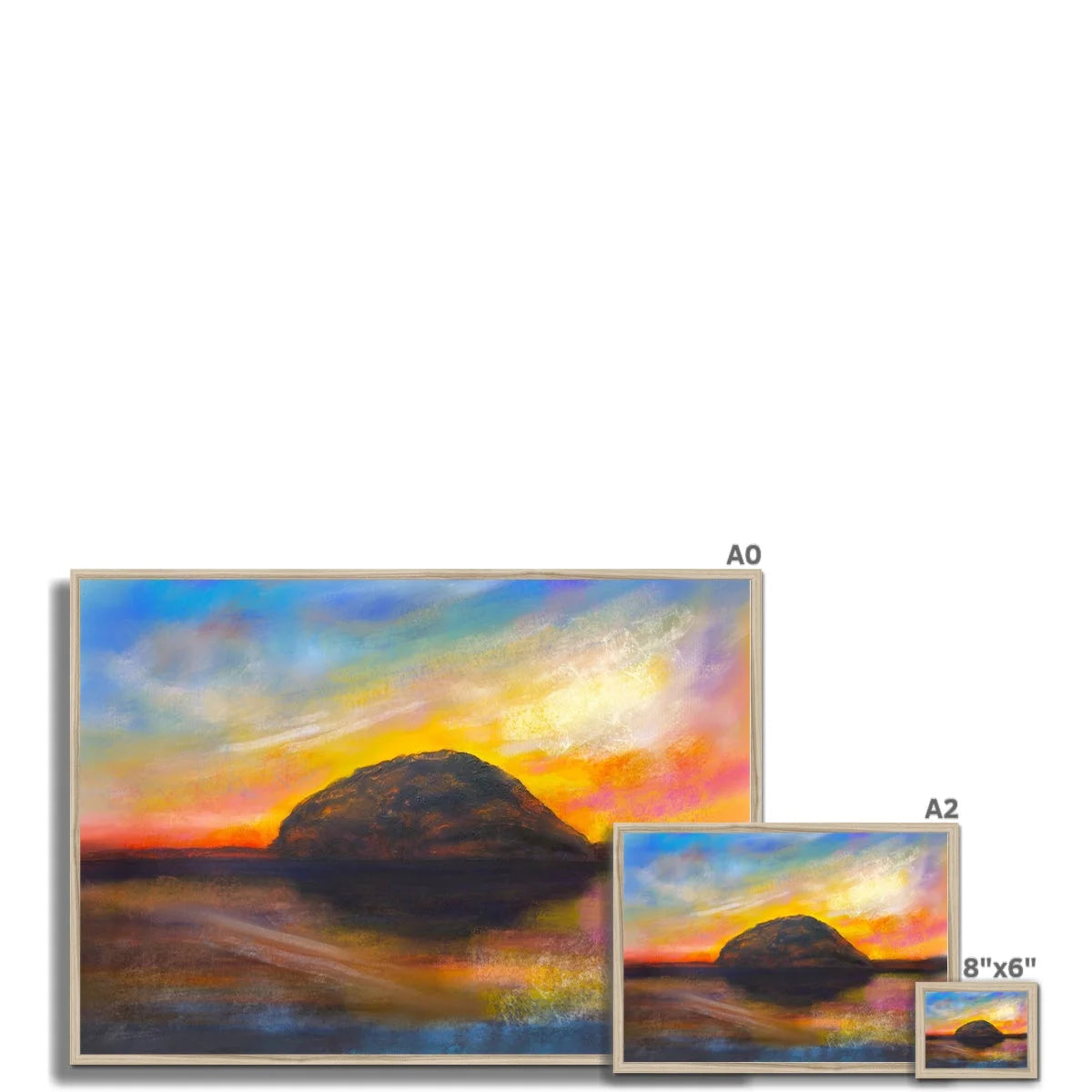 Ailsa Craig Dusk Framed Print - Arran Art Gallery Scotland Worldwide Shipping Paintings | Prints | Gifts from by Scottish Artist Hunter