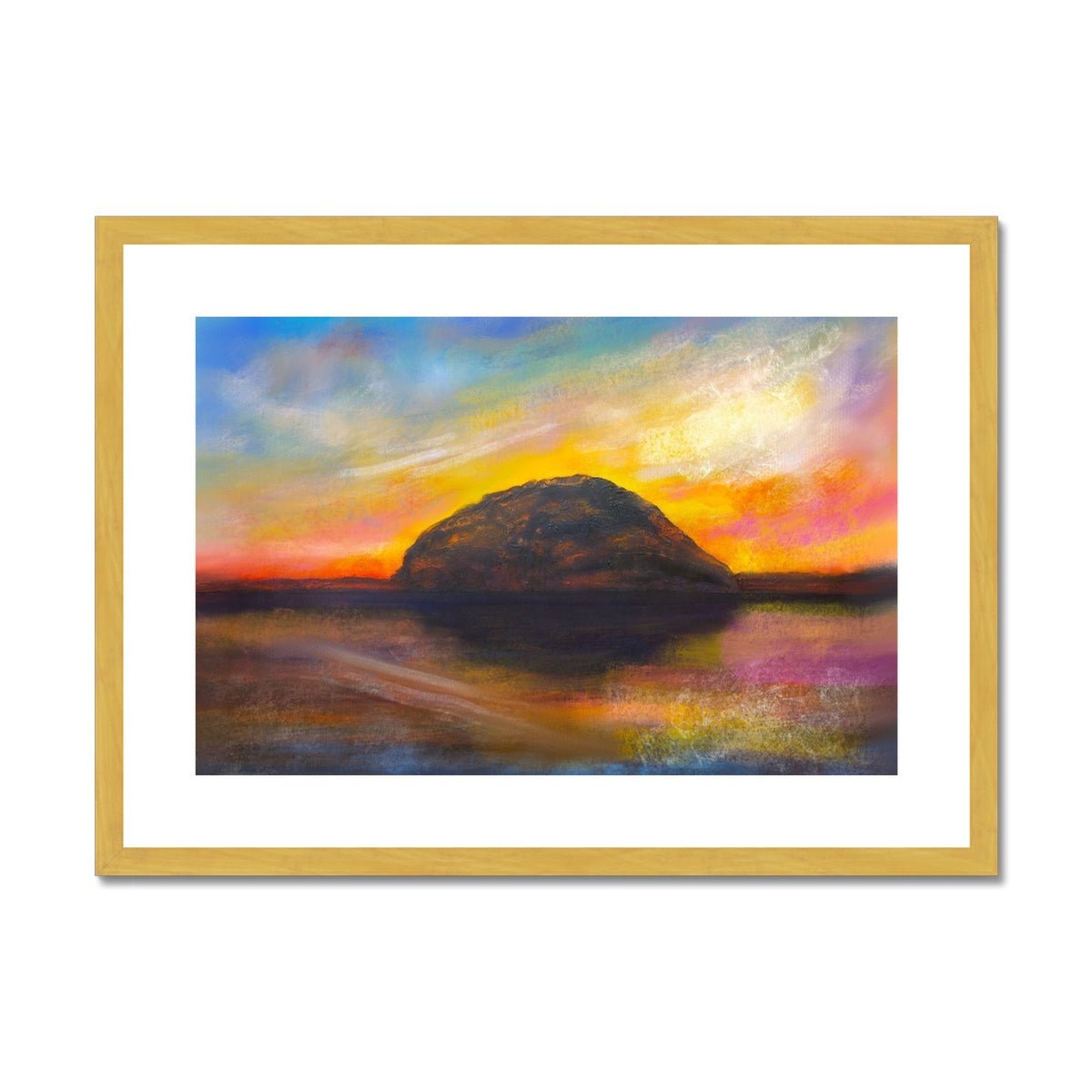 Ailsa Craig Dusk Painting | Antique Framed & Mounted Prints From Scotland