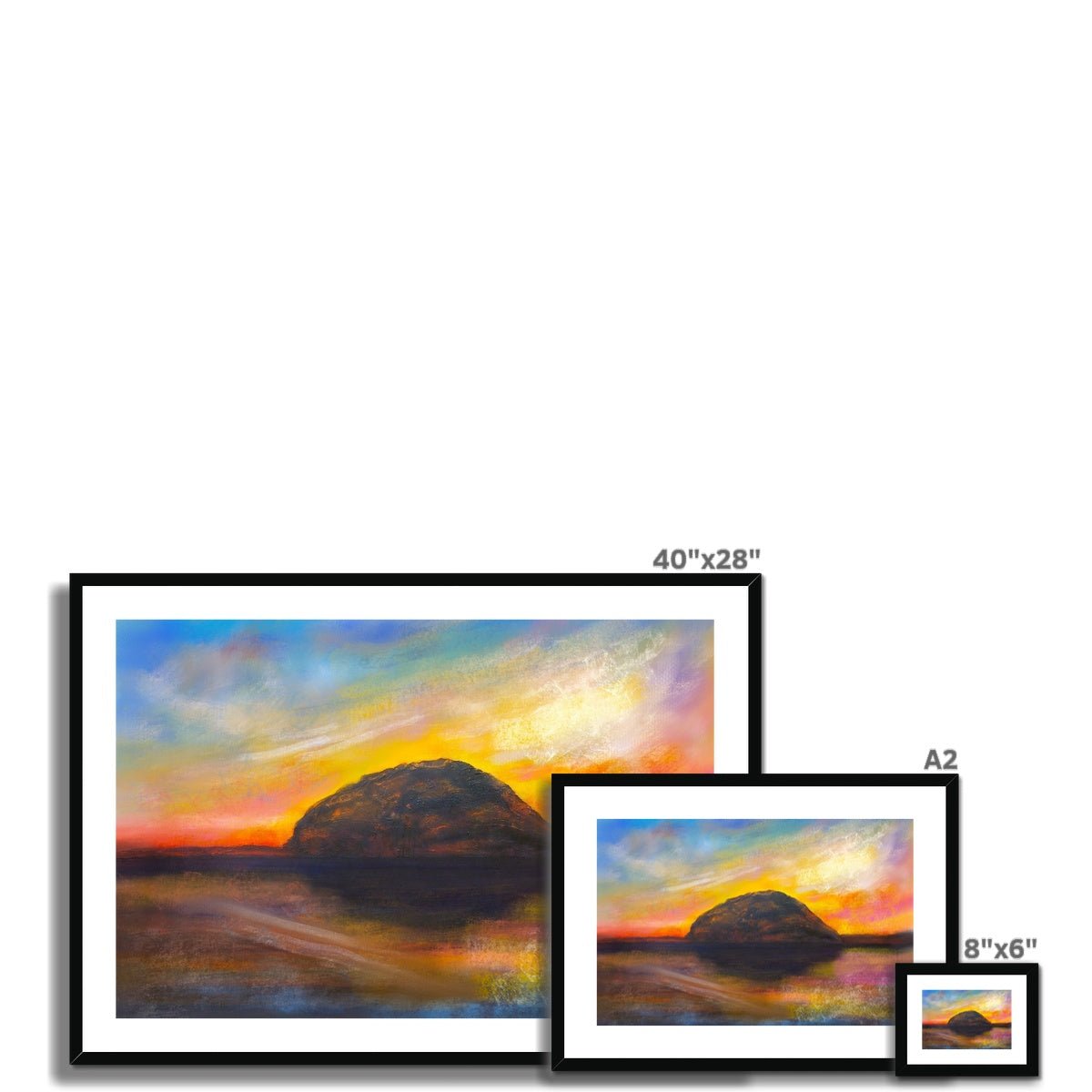 Ailsa Craig Dusk Painting | Framed & Mounted Prints From Scotland-Framed & Mounted Prints-Arran Art Gallery-Paintings, Prints, Homeware, Art Gifts From Scotland By Scottish Artist Kevin Hunter