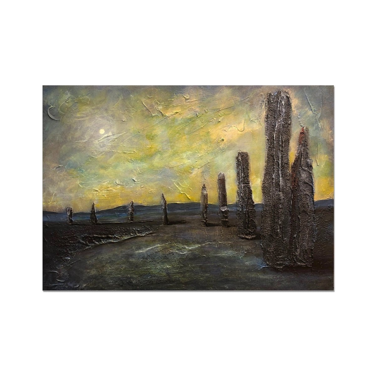 An Ethereal Ring Of Brodgar Orkney Painting | Fine Art Prints From Scotland-Unframed Prints-Orkney Art Gallery-A2 Landscape-Paintings, Prints, Homeware, Art Gifts From Scotland By Scottish Artist Kevin Hunter