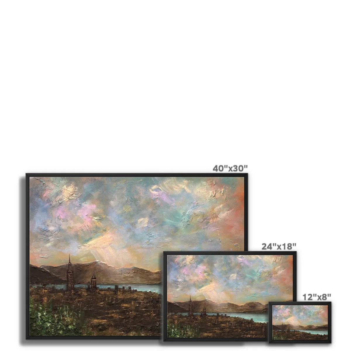 Angels Fingers Over Greenock Framed Canvas - River Clyde Art Gallery Scotland Worldwide Shipping Scottish Artist Fine Prints and Paintings