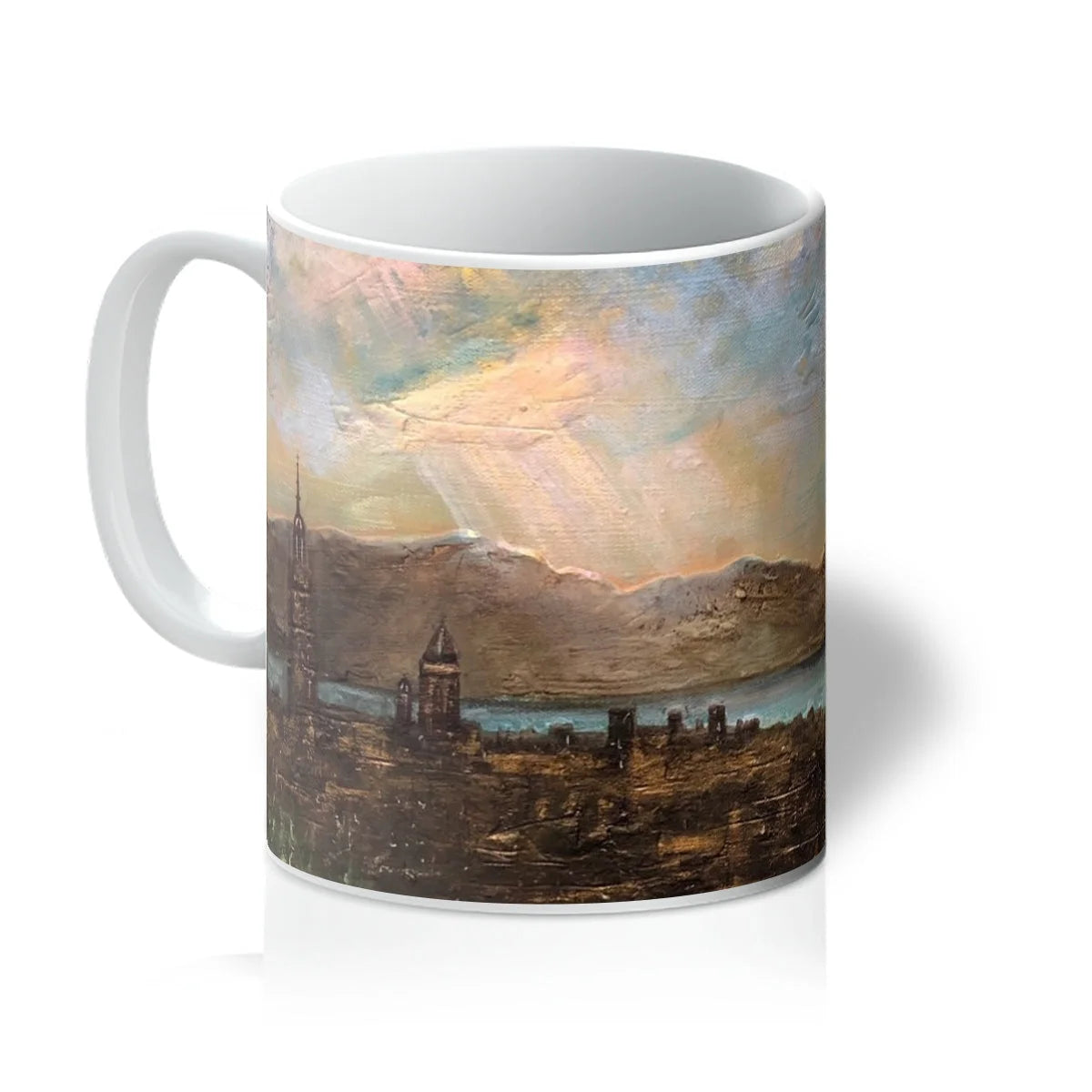 Angels Fingers Over Greenock Mug - River Clyde Art Gallery Scotland Worldwide Shipping White Ceramic Coffee Scottish Prints